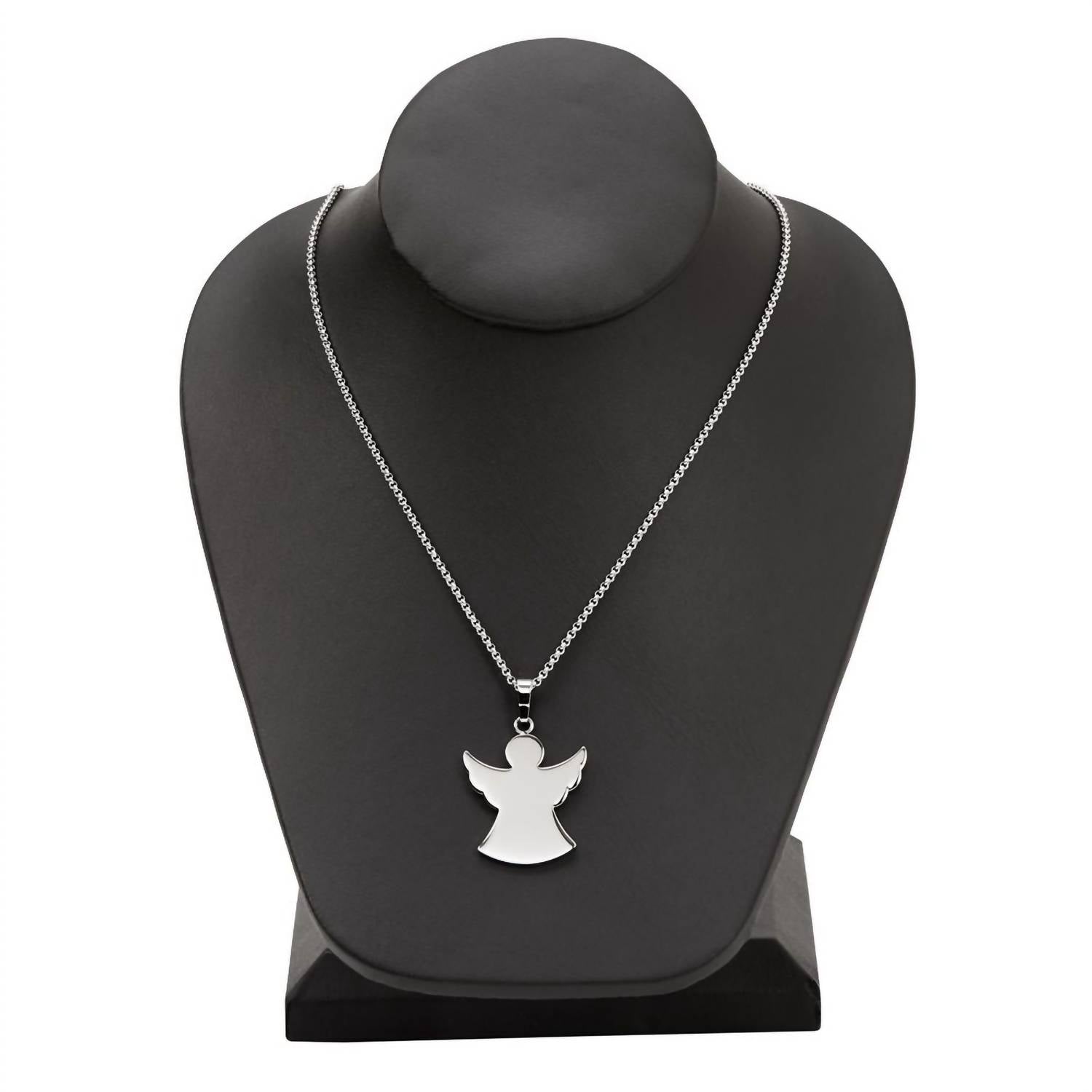 Stainless Steel Angel Necklace In Silver