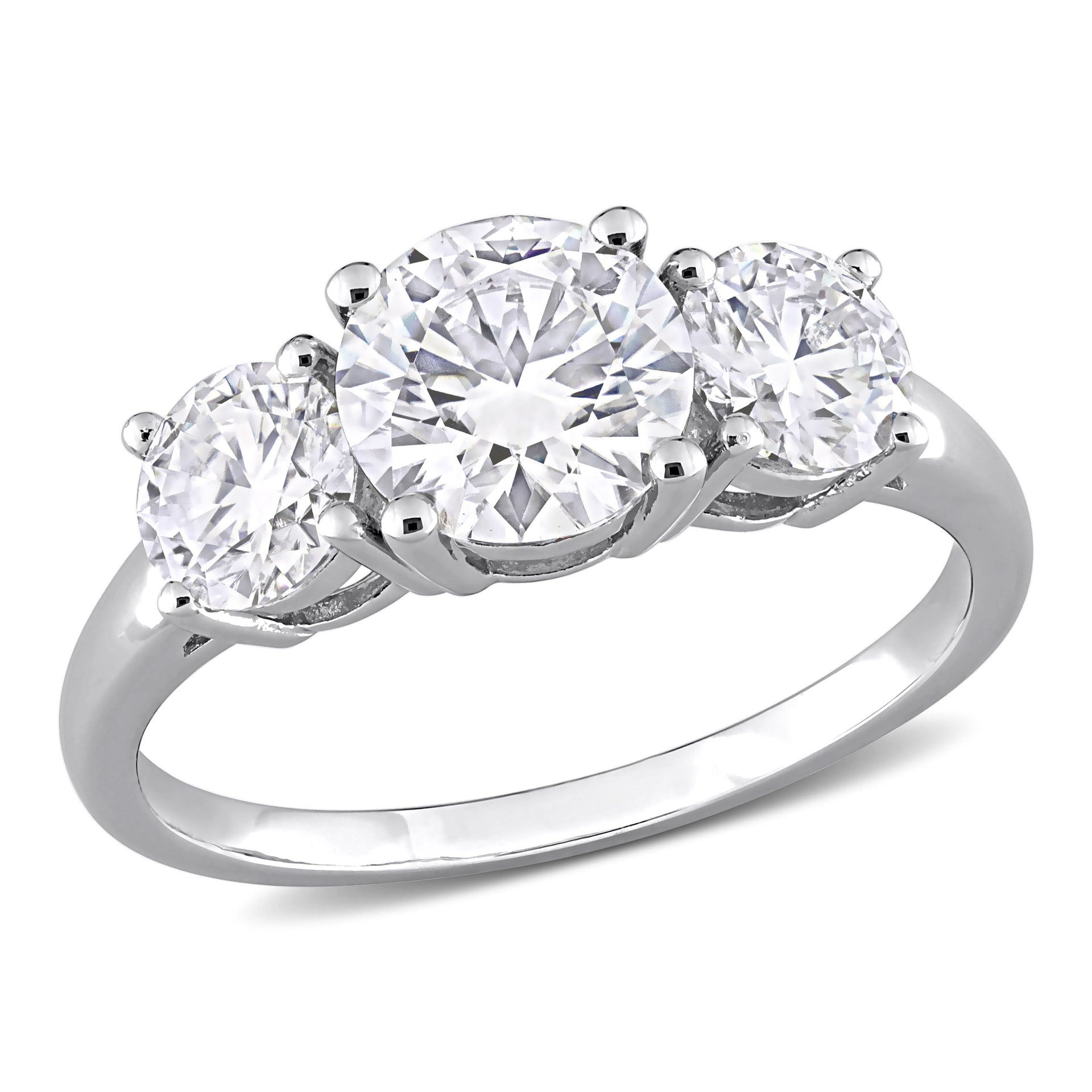 Mimi & Max 2 1/4ct DEW Created Moissanite Three-Stone Engagement Ring in Sterling Silver