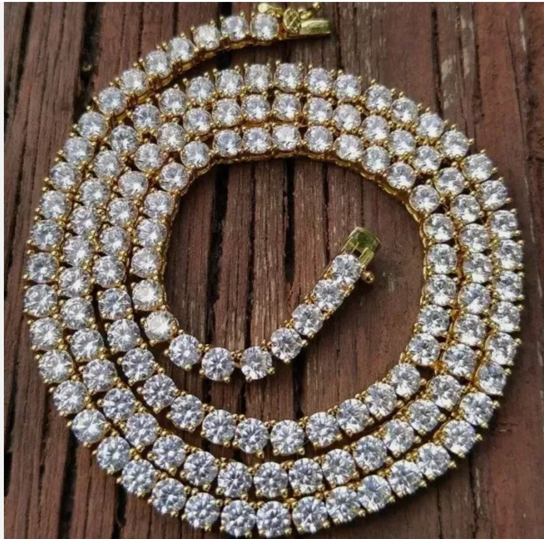 15' 20ct TW Round Cut Lab Grown Diamond Tennis Necklace 14K Yellow Gold