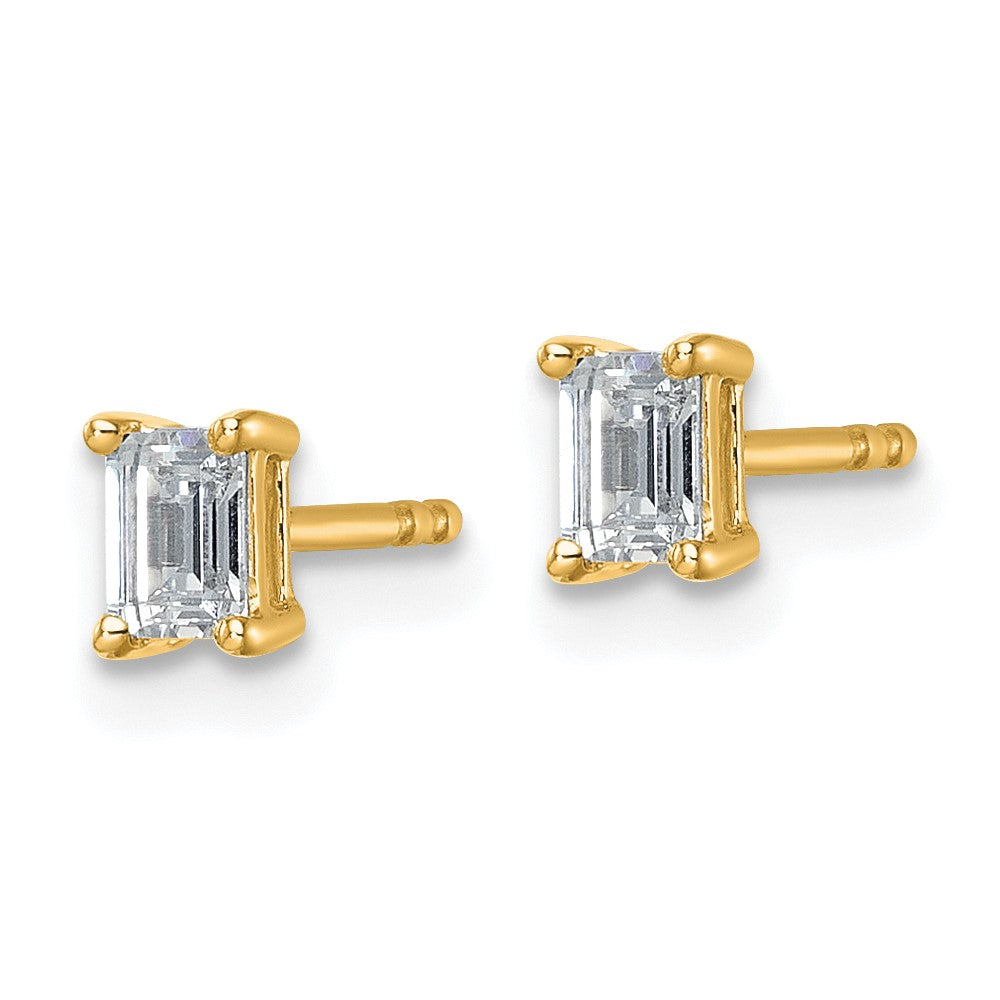14k Gold 1/2 CTW Lab Grown Diamond Emerald Stud Earrings