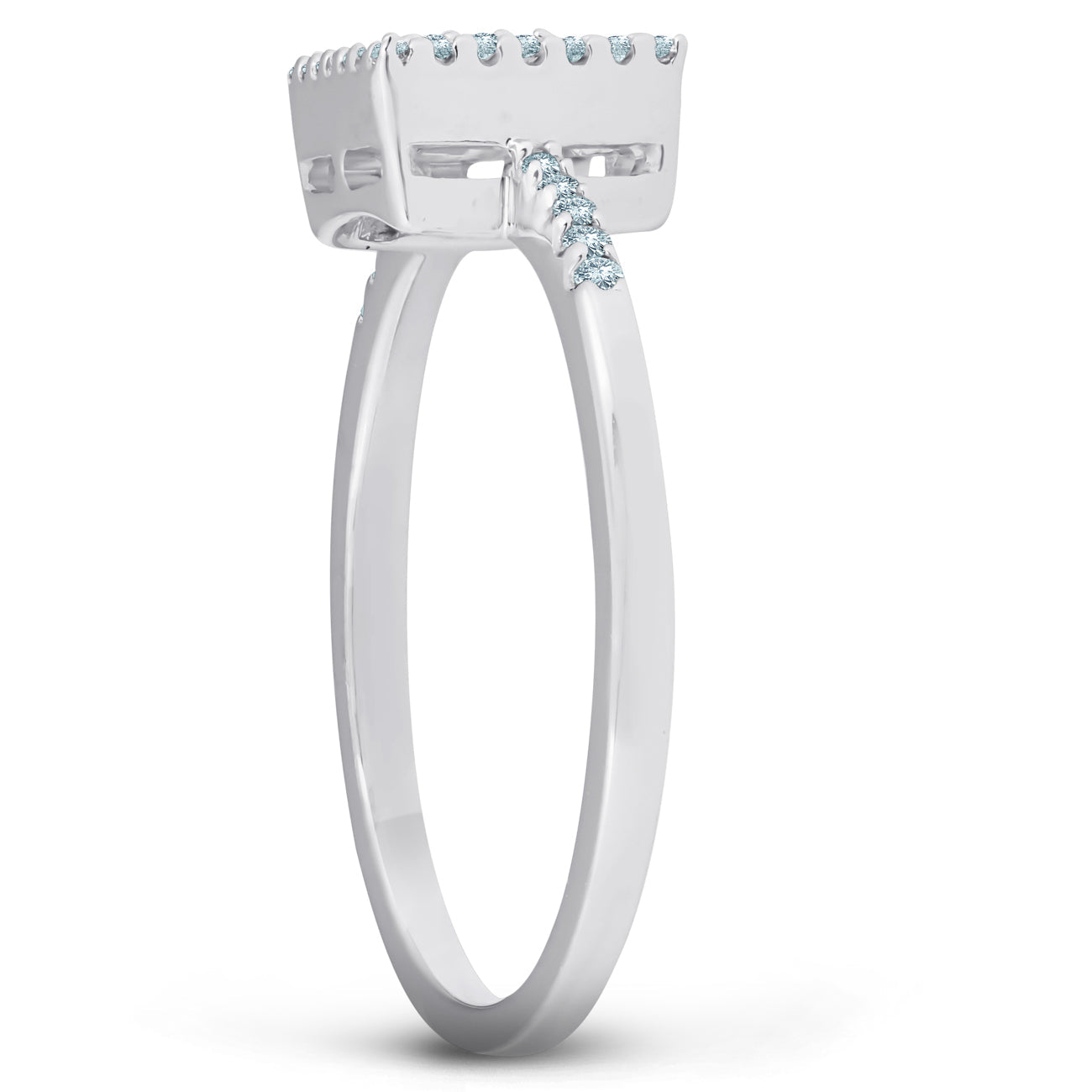 3/8 Ct Princess Cut Diamond Halo Engagement Ring 10k White Gold