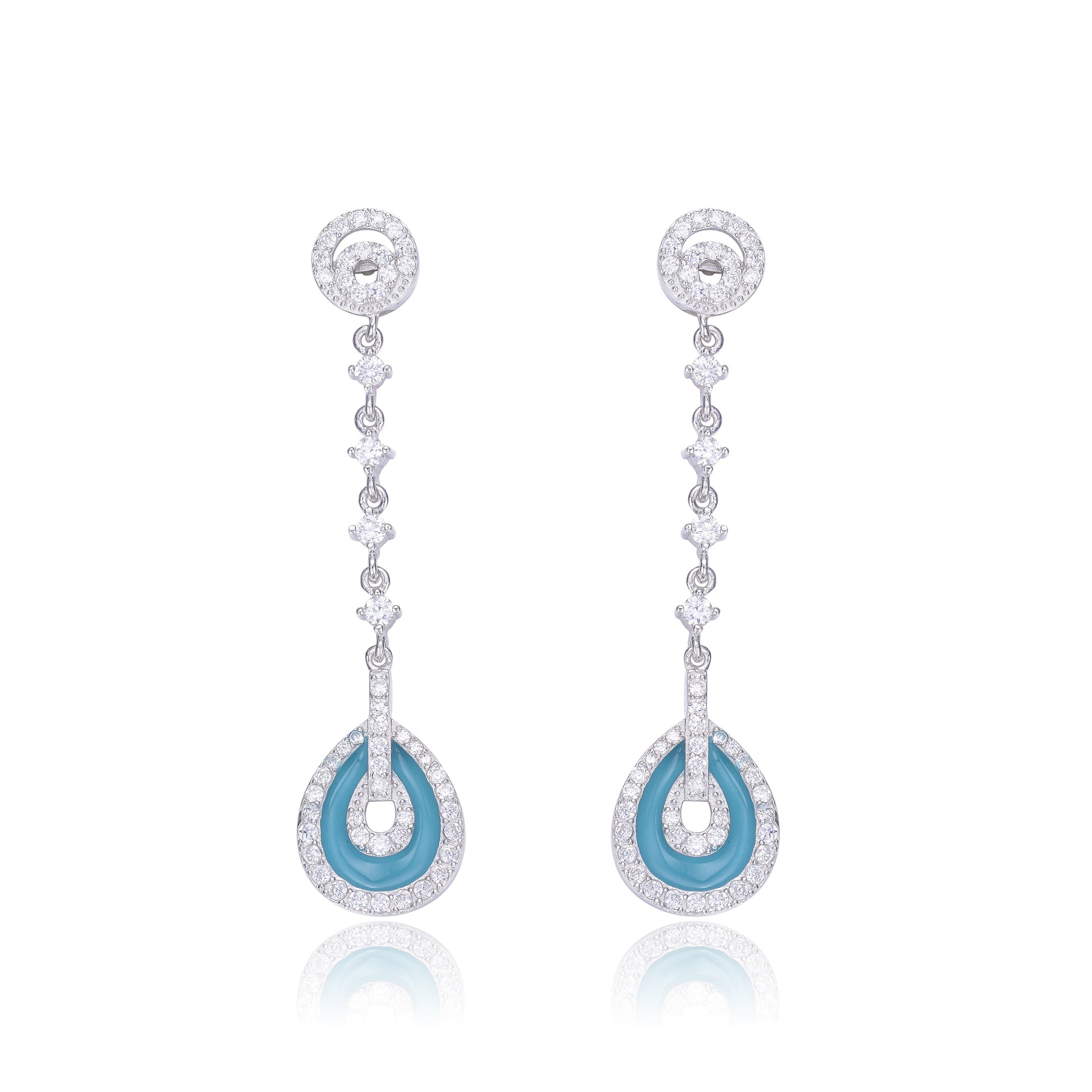 Sterling Silver Topaz Cubic Zirconia Drop Earrings