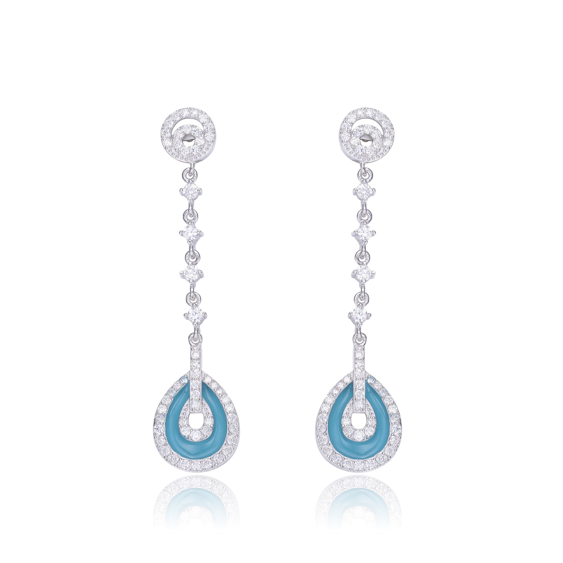 Sterling Silver Topaz Cubic Zirconia Drop Earrings