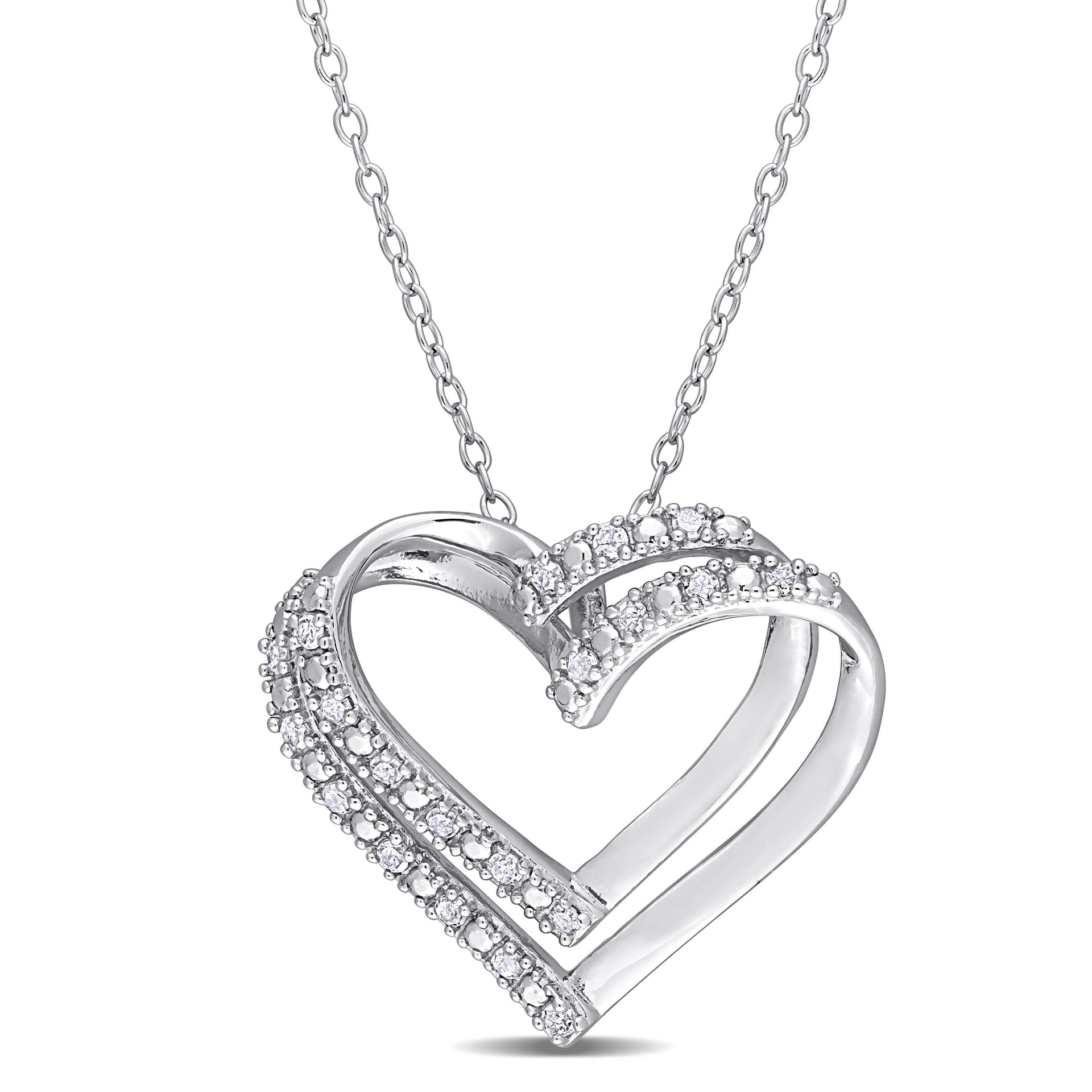 1/5ct TW Diamond Heart Necklace in Sterling Silver