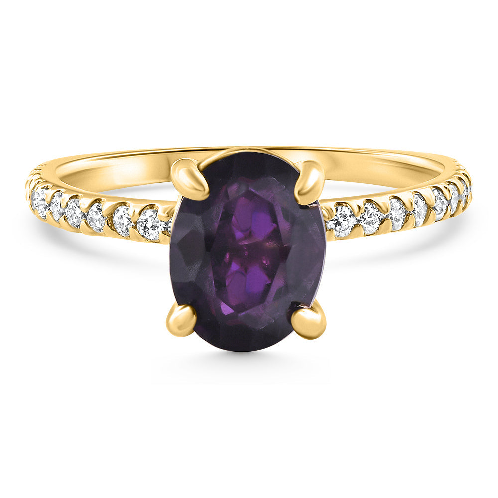 2 CT Amethyst & Diamond Anniversary Engagement Ring 10k Gold Lab Grown