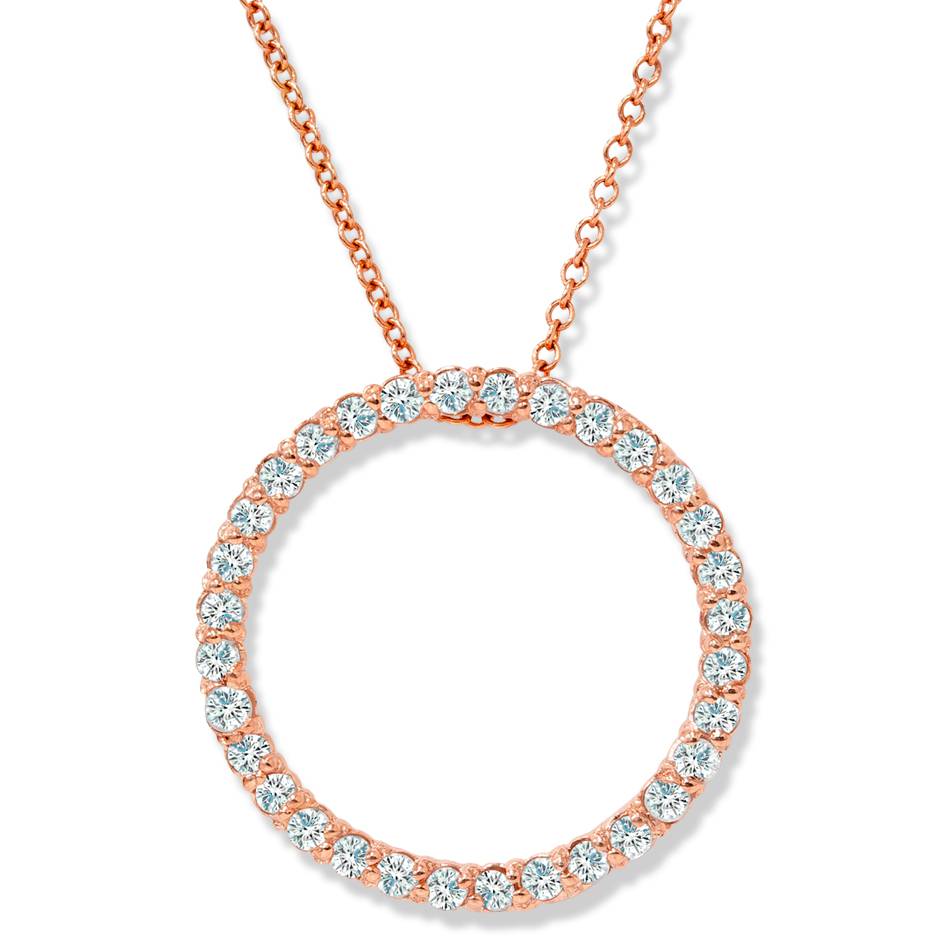 1/2 CT Circle Diamond Pendant 14K Rose Gold