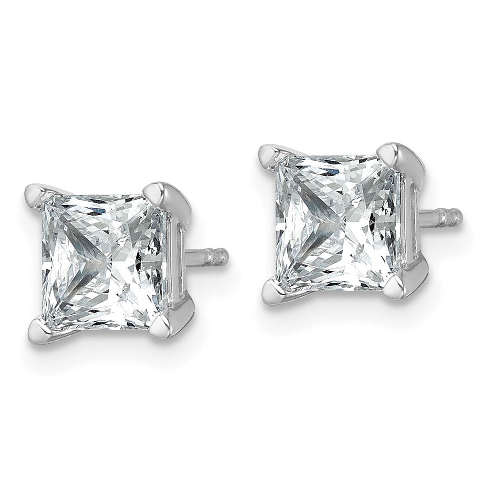 14k White Gold 3 CT Princess Lab Grown Diamond Stud Earrings VS Clarity D-E Color