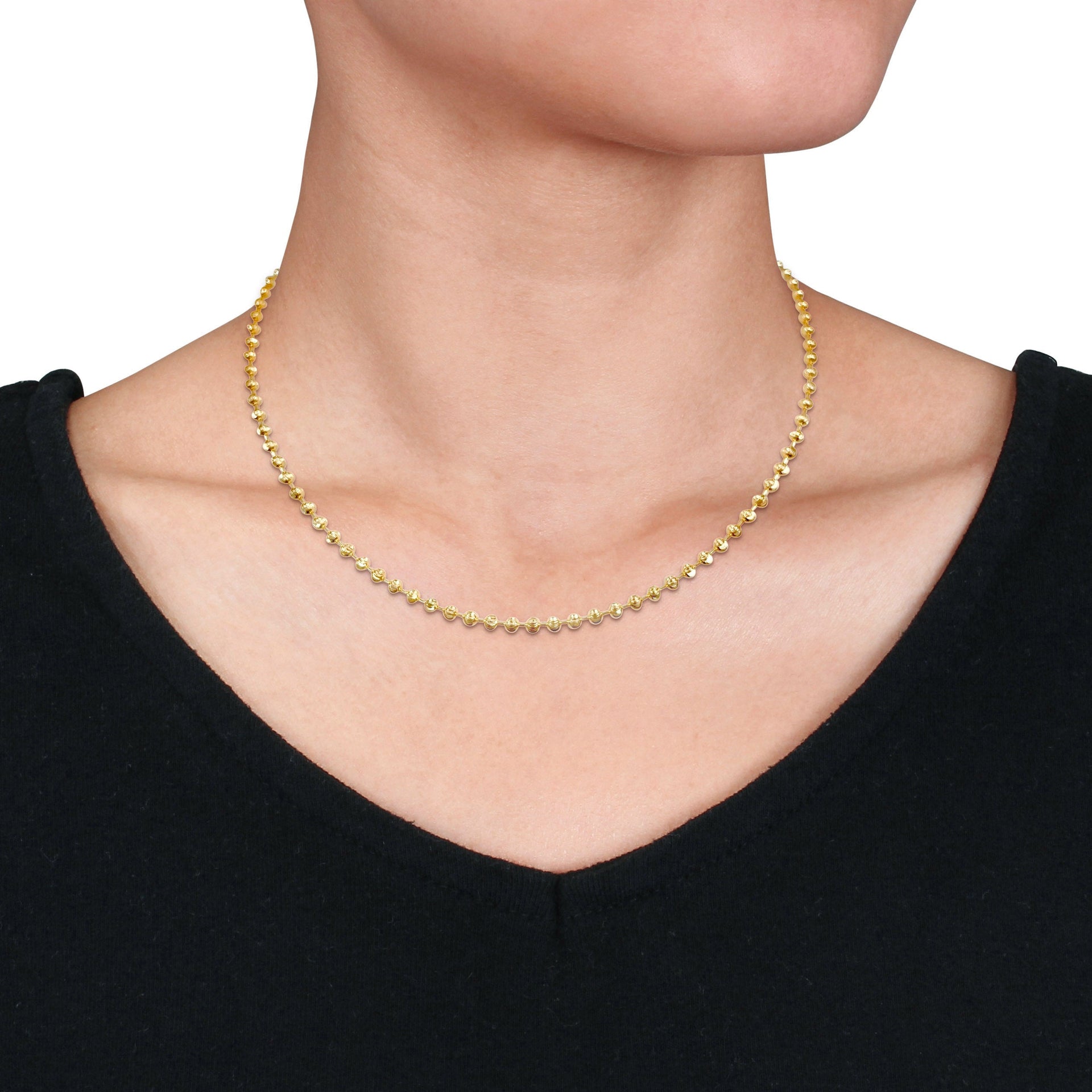 Mimi & Max 3mm Diamond Cut Ball Chain Necklace in 10k Yellow Gold - 16 in