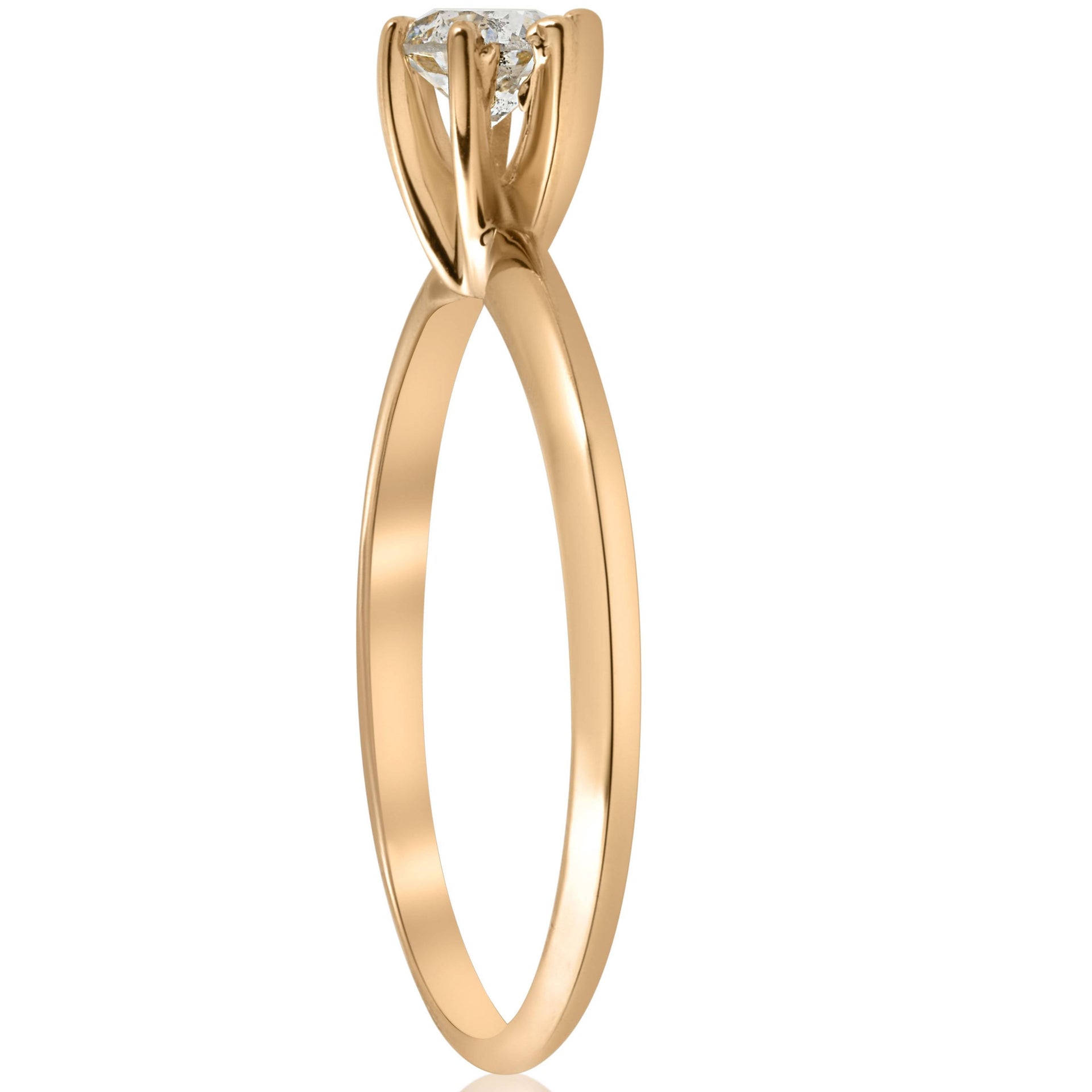 14k Yellow Gold 1/2 CT Round Solitaire Diamond Engagement Ring