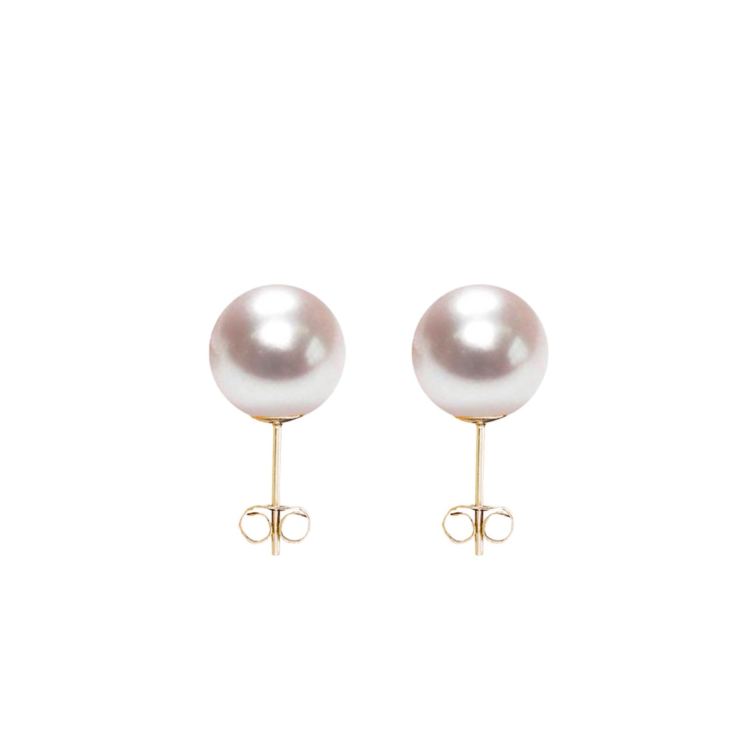 Medium White Pearl Studs Earrings - Solid 9Ct Gold