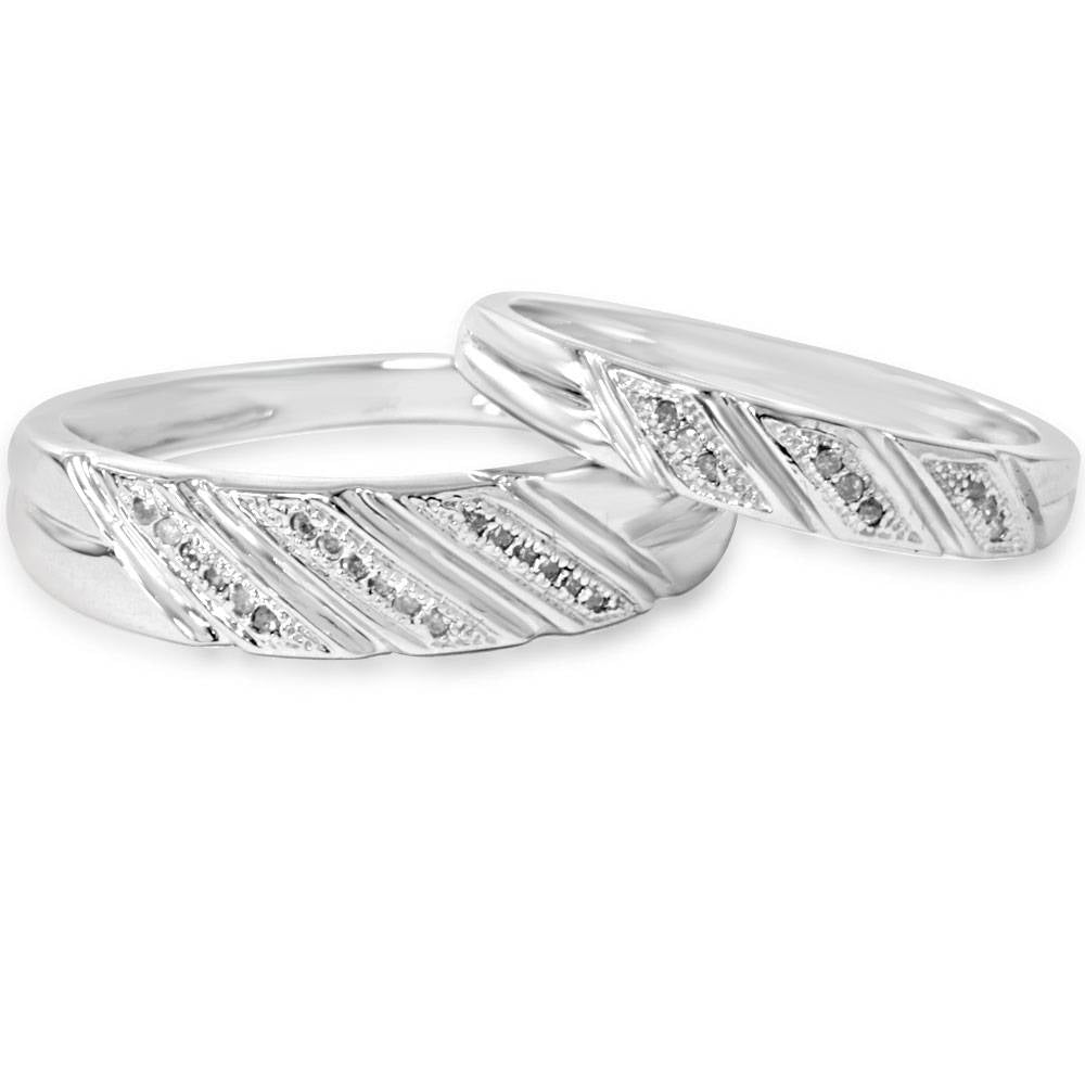 1/4 ct His & Hers Diamond Ring Set 10K White Gold