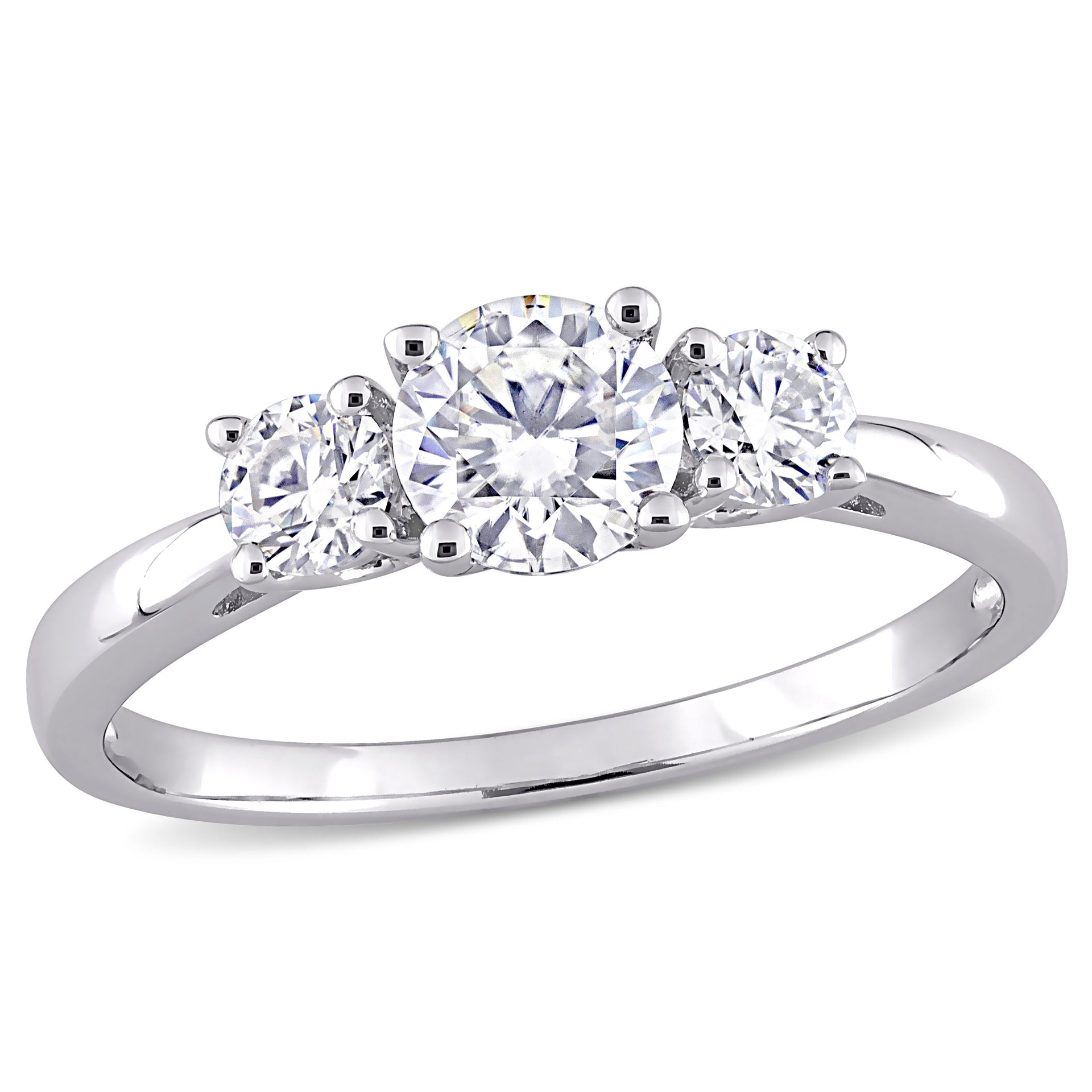 Mimi & Max 1ct DEW Created Moissanite 3-Stone Engagement Ring in Sterling Silver
