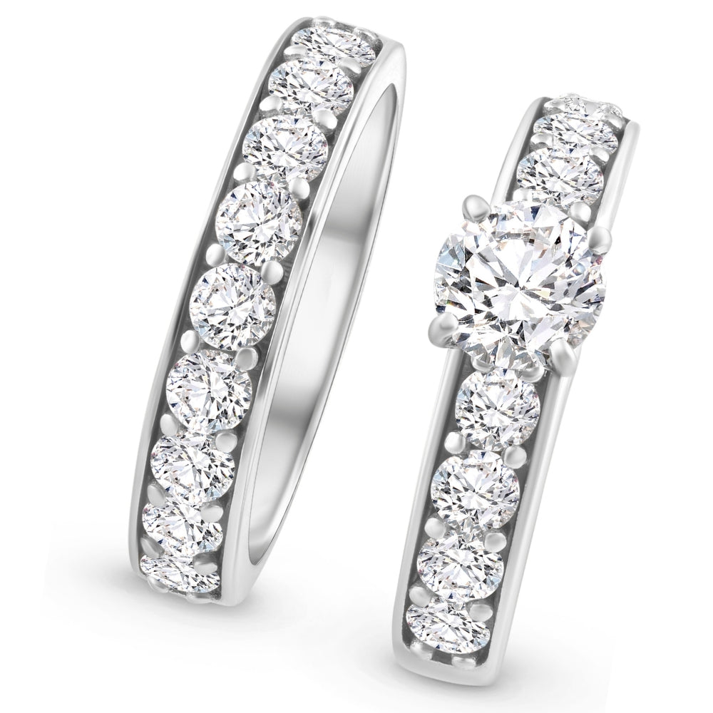 3Ct TW Diamond Engagement & Wedding Ring Set 14k White or Yellow Gold