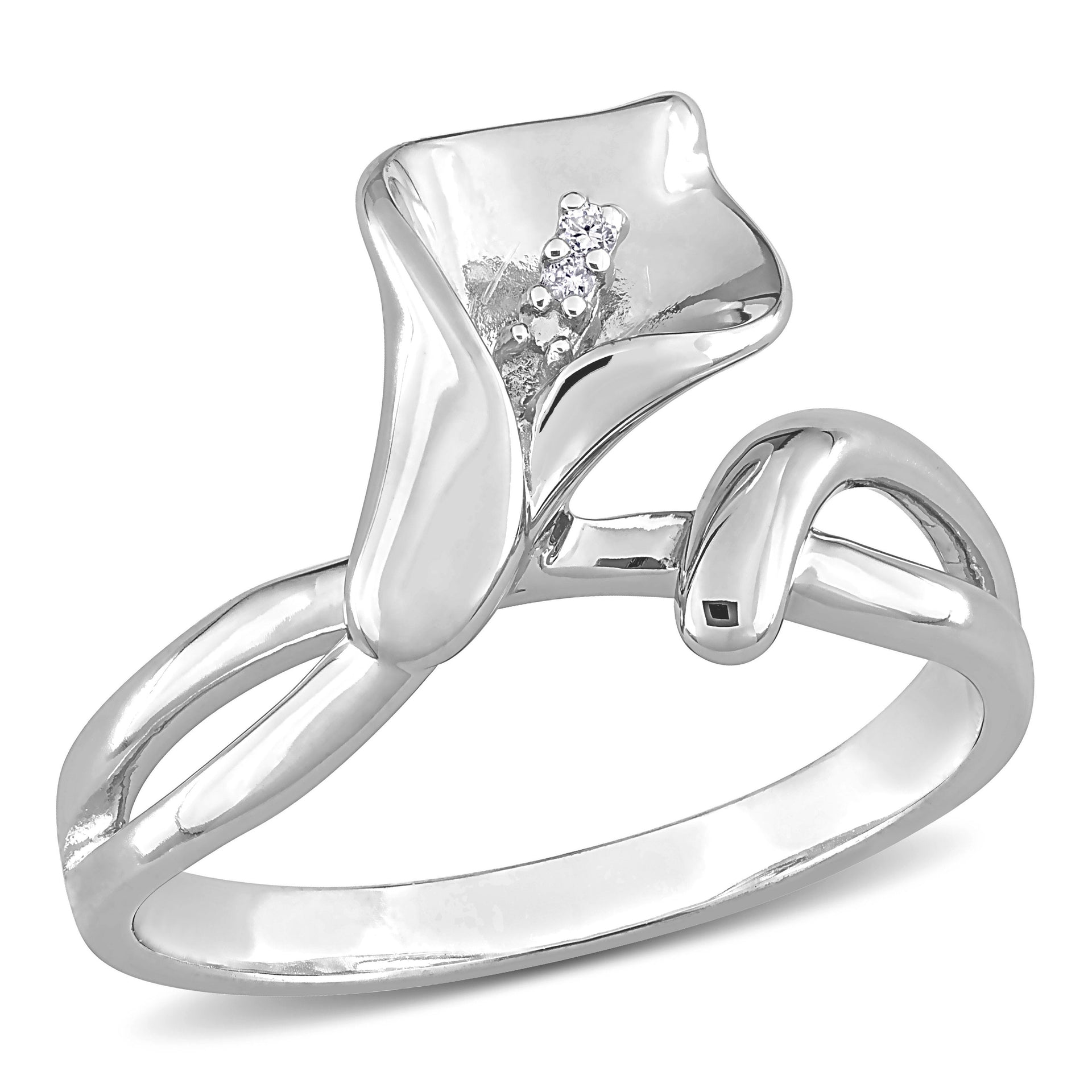 Mimi & Max Diamond Accent Calla Lily Ring in Sterling Silver