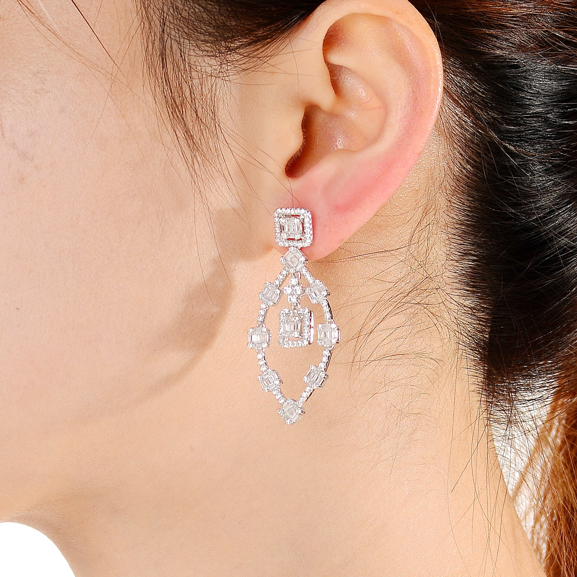 Sterling Silver Ring Of Cubic Zirconia Earrings