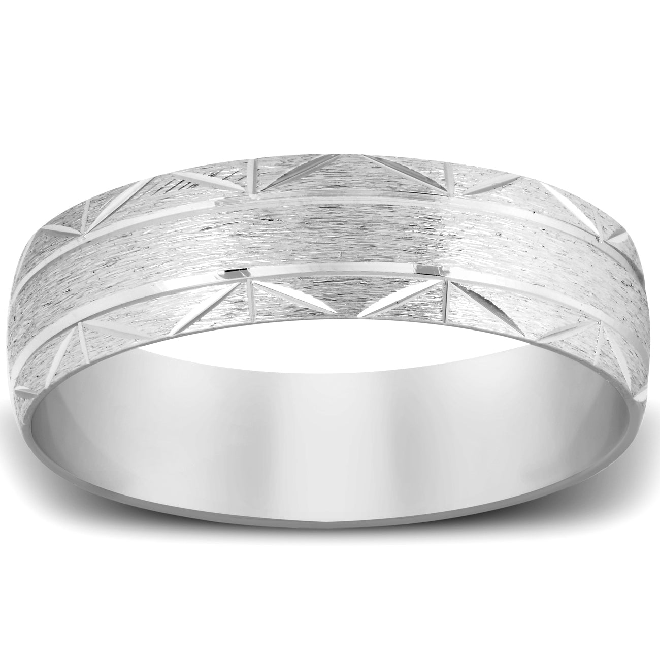 Brushed Wedding Band 14K White Gold Size Selectable