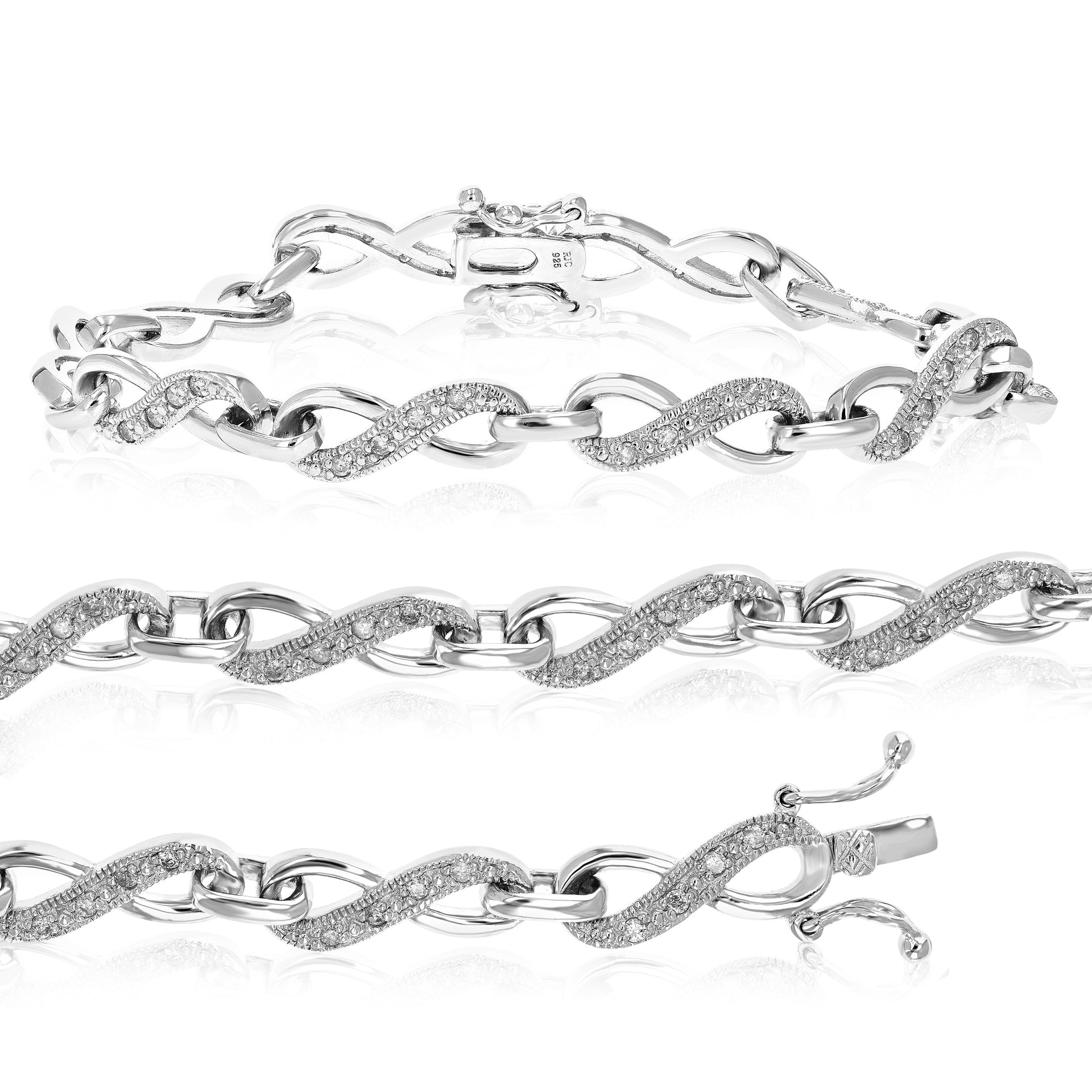 1/2 cttw Diamond Tennis Bracelet .925 Sterling Silver With Rhodium Infinity