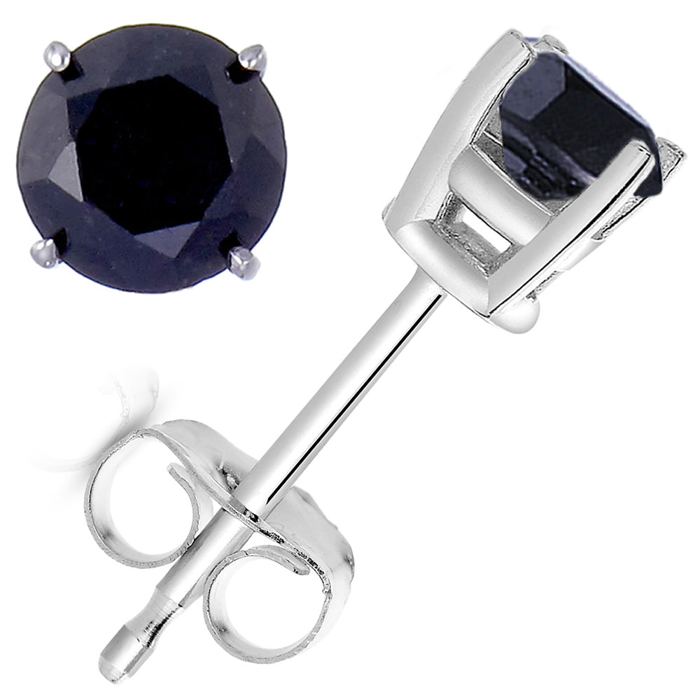 2.50 cttw Black Diamond Stud Earrings 14k White Gold