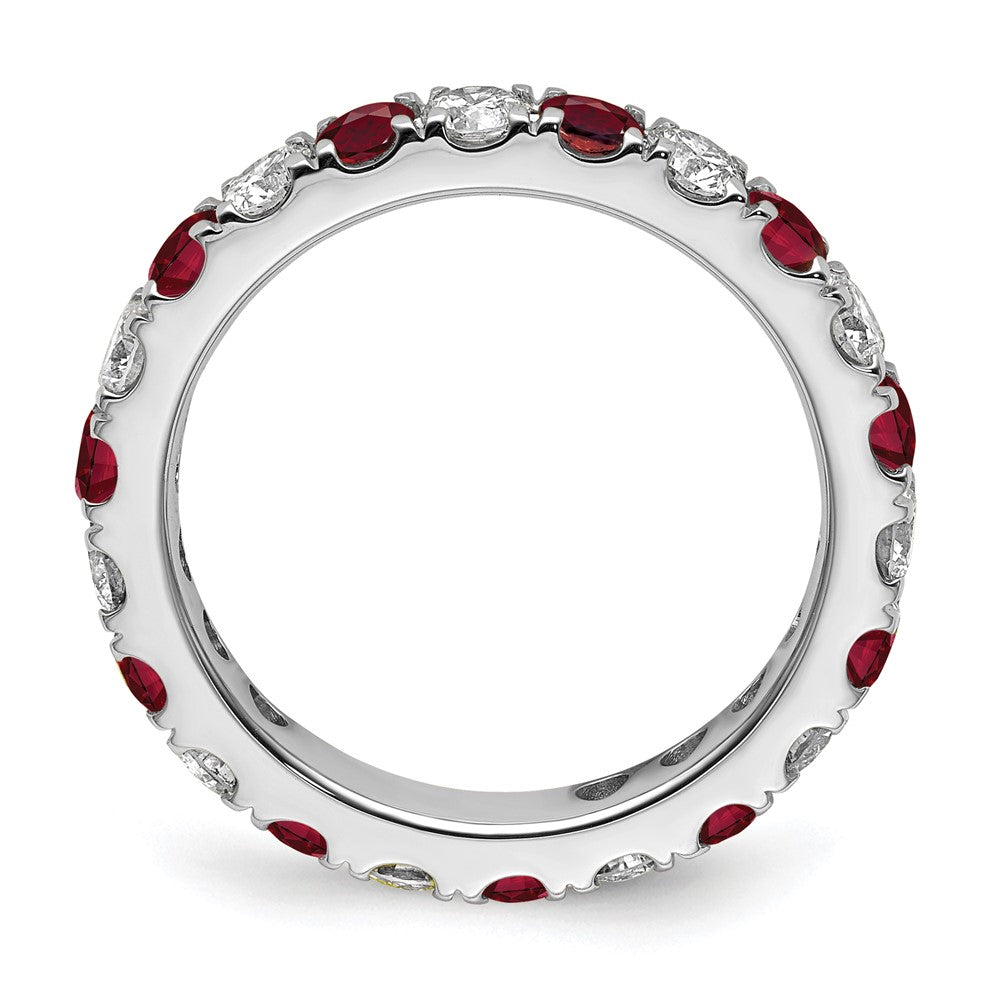 14k White Gold Lab Grown Diamond & Ruby Eternity Wedding Band Ring 1.2ct Clarity- VS Color- G-H