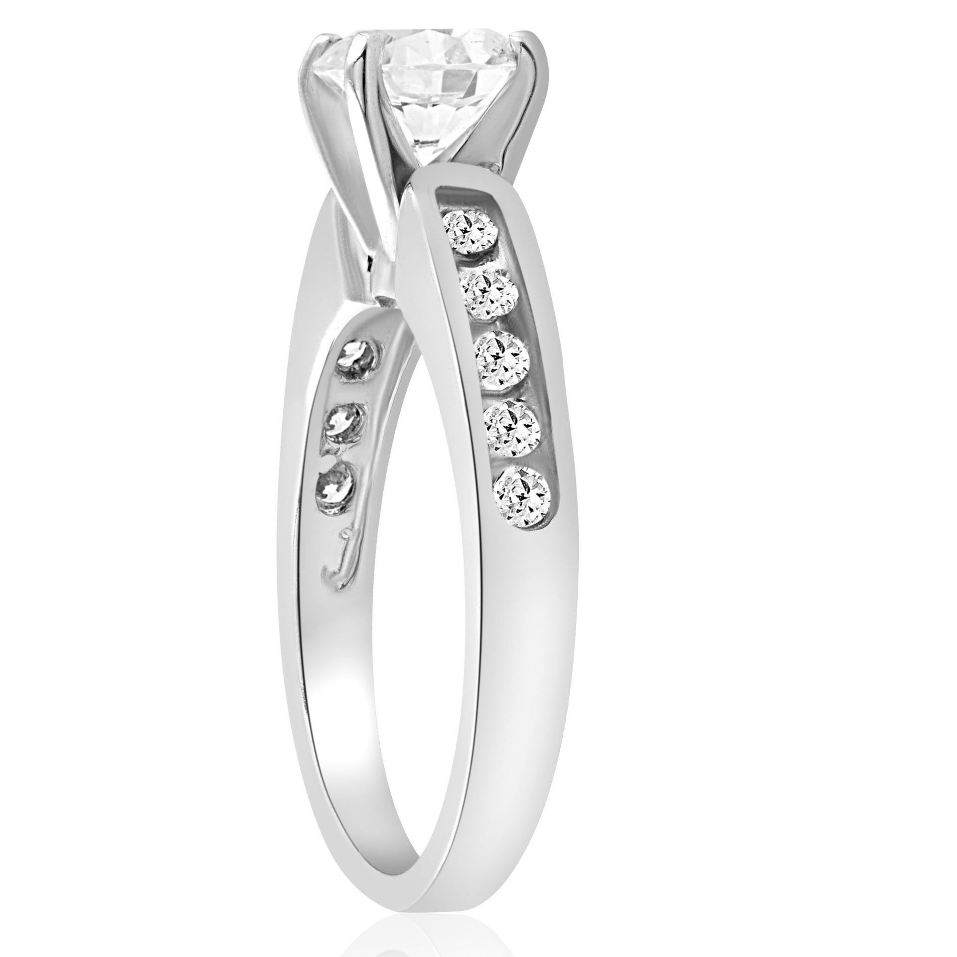 1 ct Diamond Engagement Ring 14K White Gold Channel Set