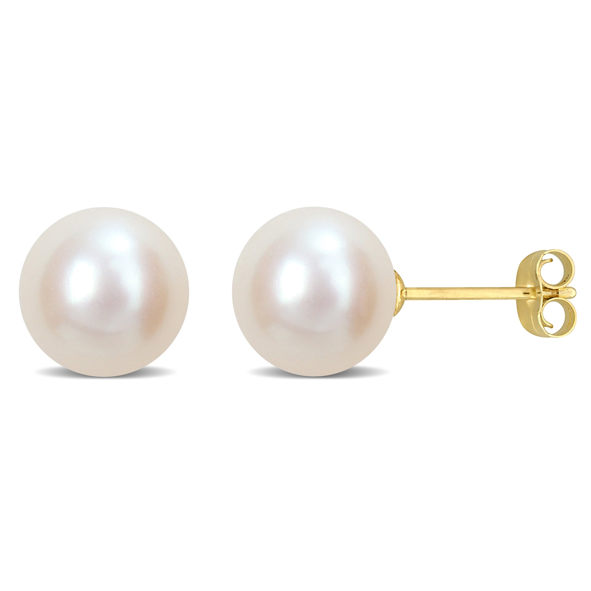 8-8.5mm Cultured Freshwater Pearl Stud Earrings in 10k Yellow Gold