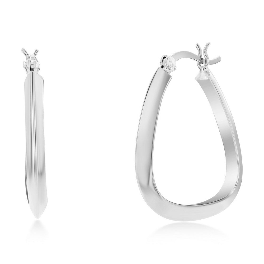 Sterling Silver or Gold Plated over Sterling Silver 27mm Triangle-Shaped Hoop Earrings