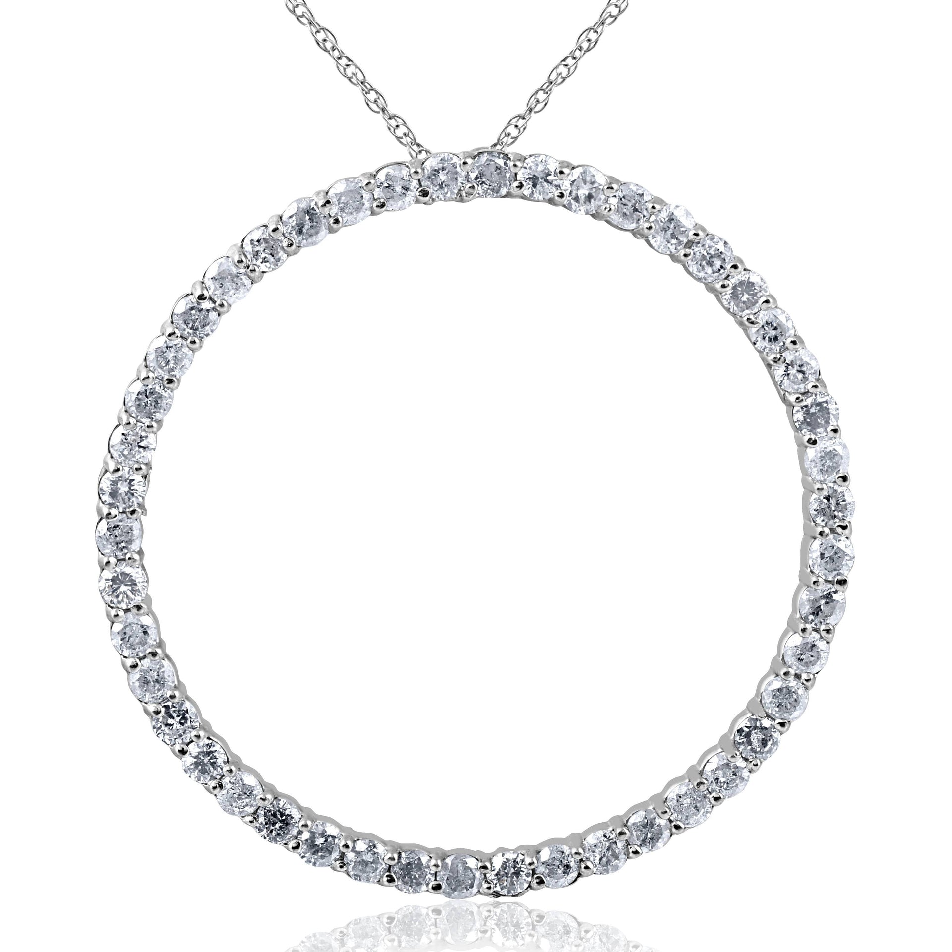 2 CT Circle Eternity 14K White Gold Diamond Pendant