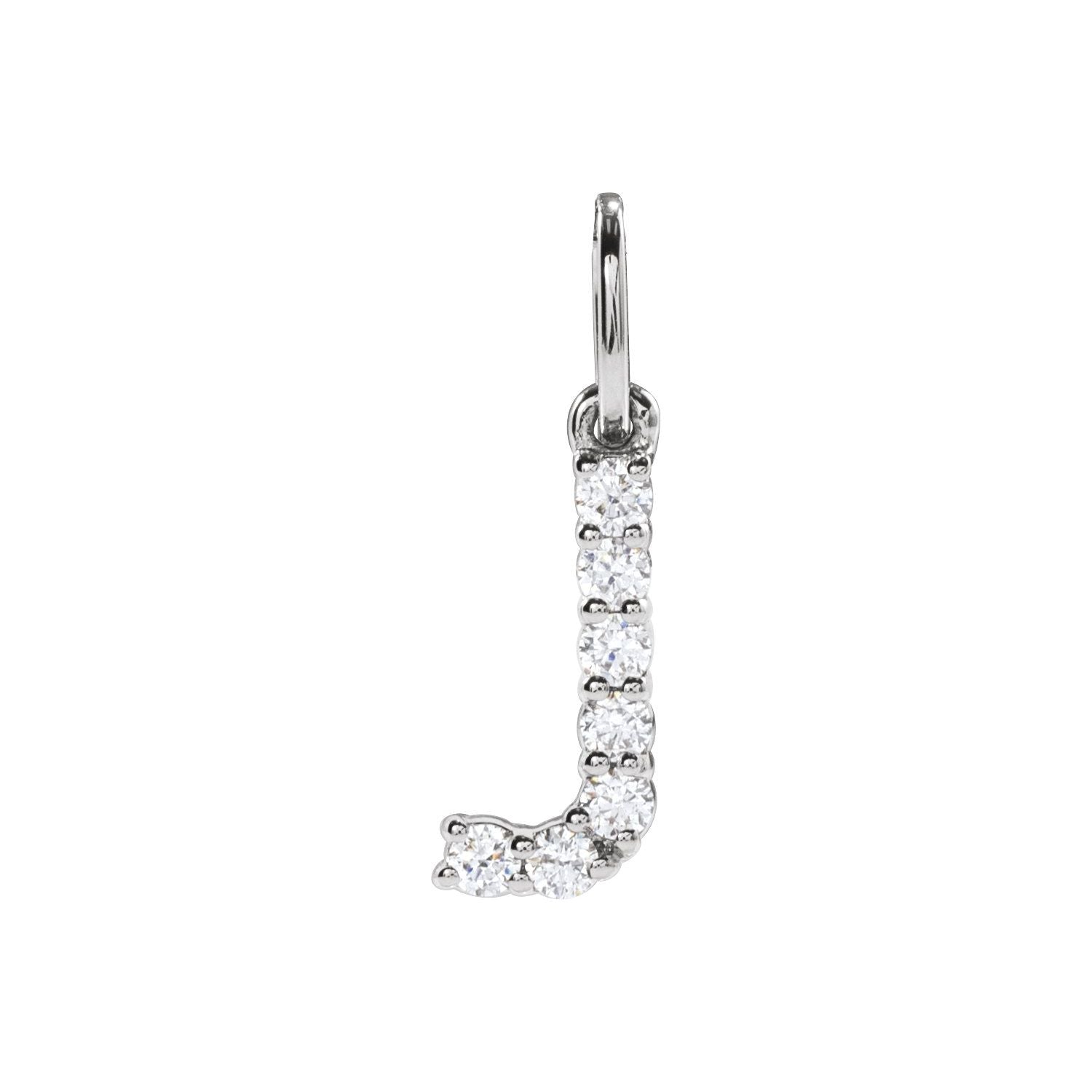 14k White Gold 1/8ct Lab-grown Diamond Initial J Pendant