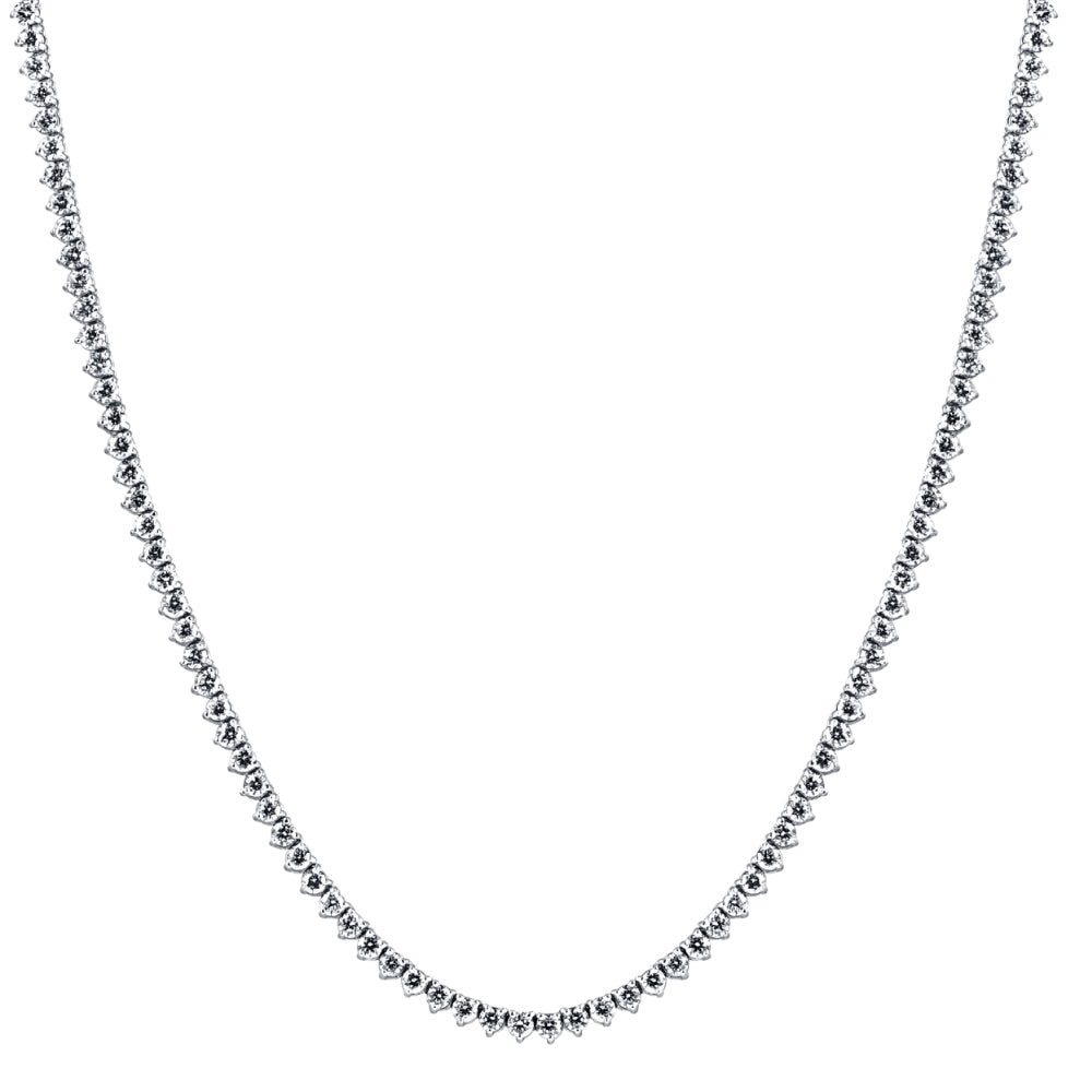 F/VS 5.59Ct Diamond Tennis Necklace 3-Prong 14k White Gold 16' Lab Grown