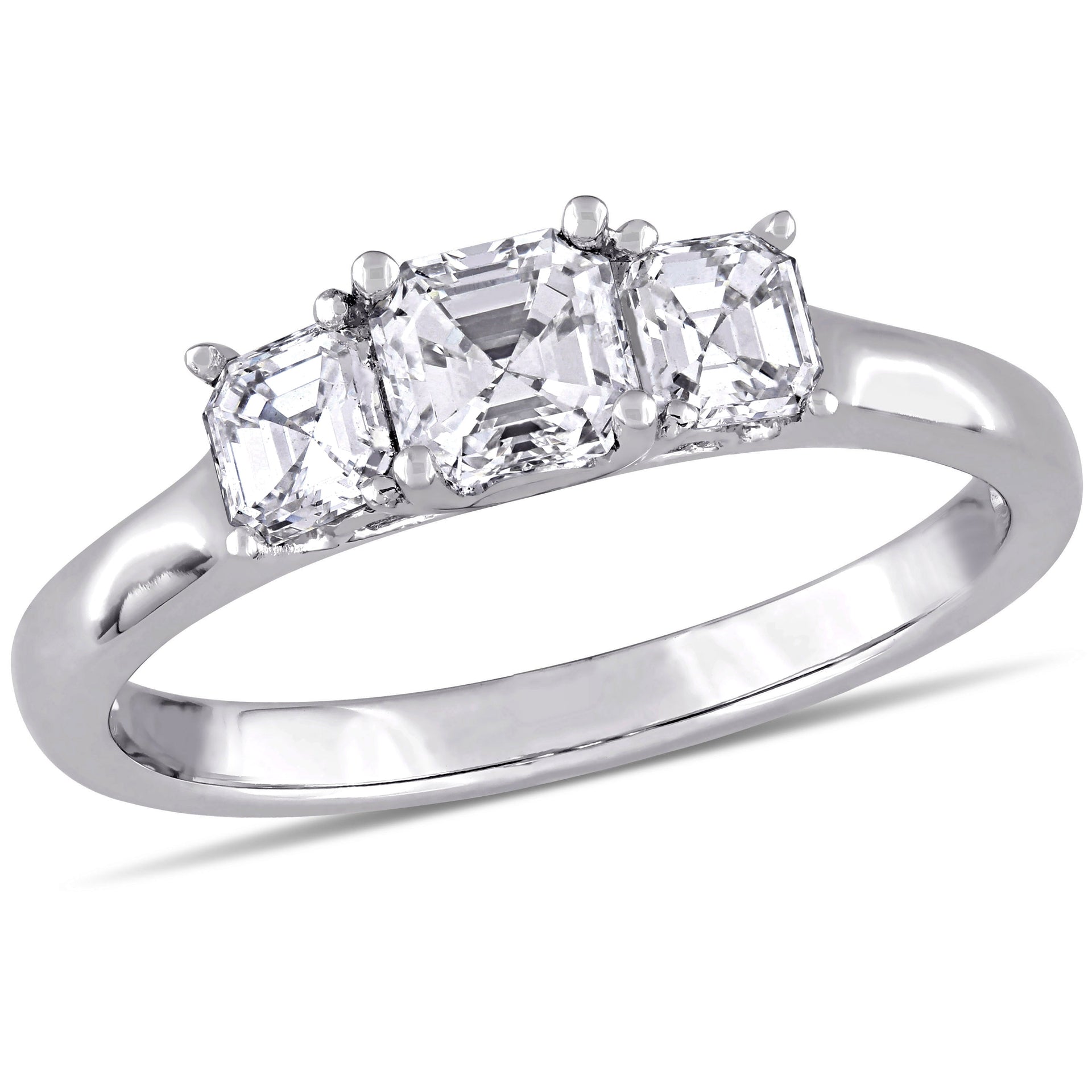 Mimi & Max 1ct TW Asscher-cut Diamond 3-stone Engagement Ring 14k White Gold