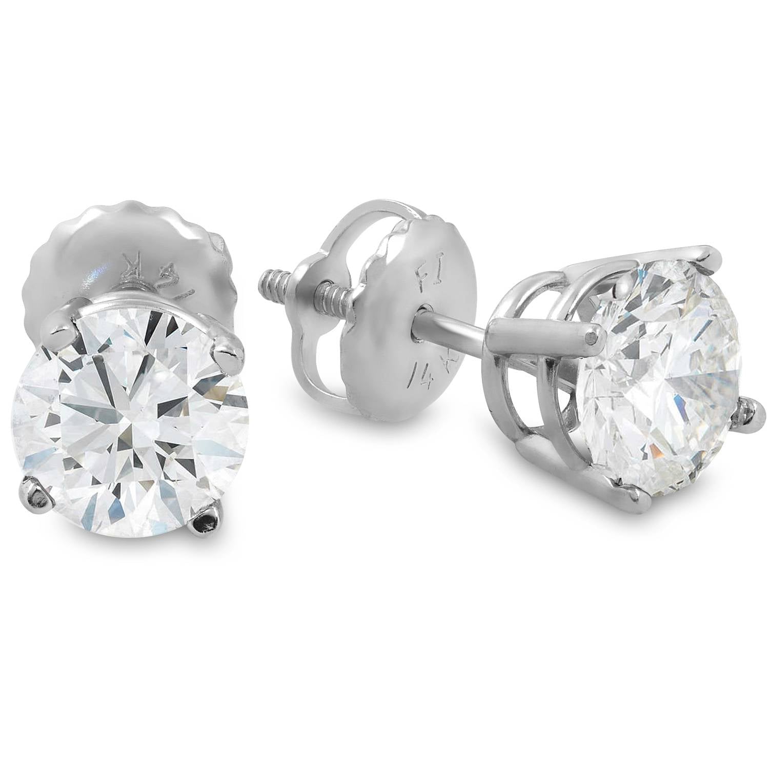 1 1/2 CT Diamond Screw Back Studs Platinum