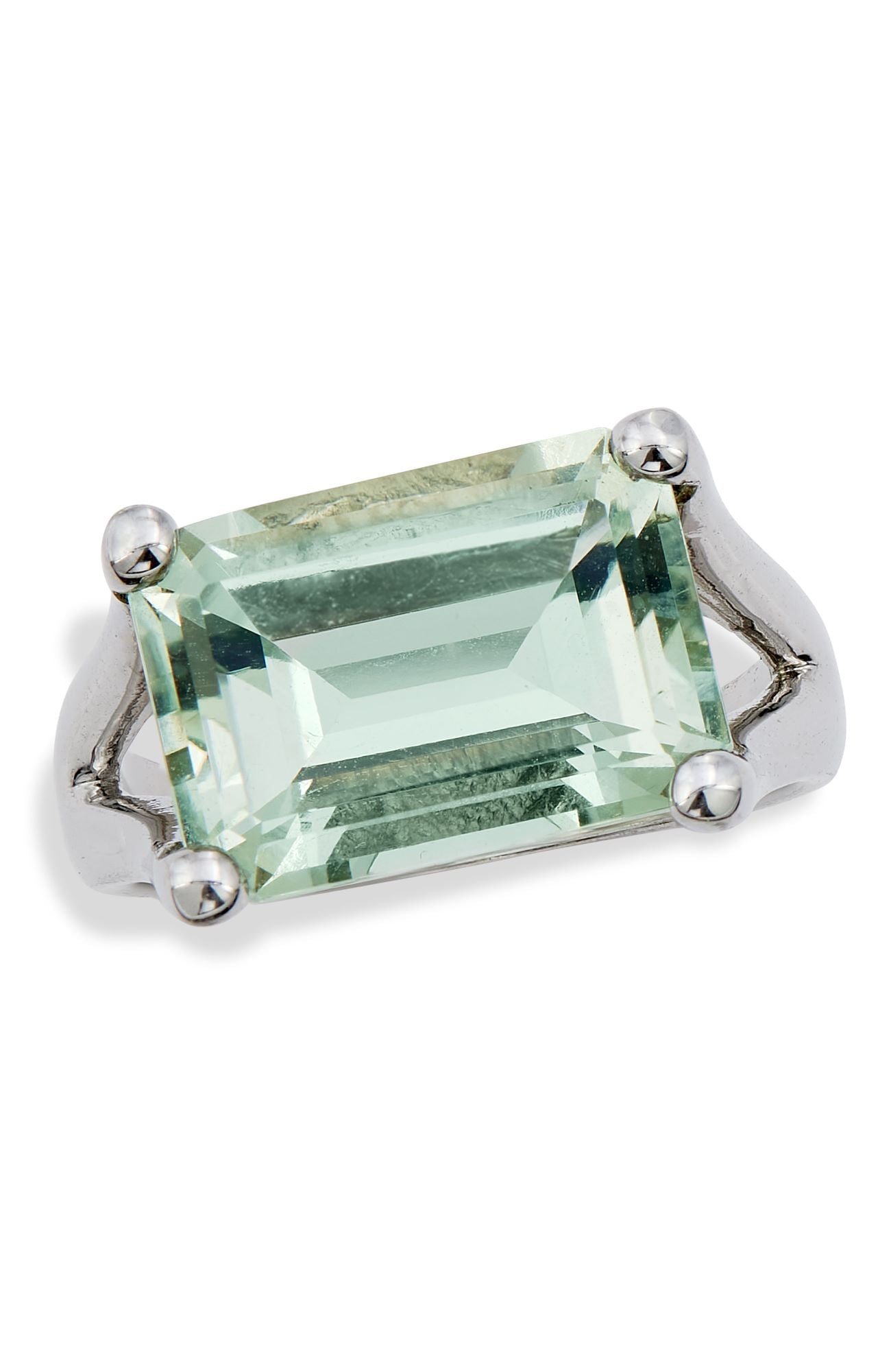 STERLING SILVER 7.00TW GREEN AMETHYST RING