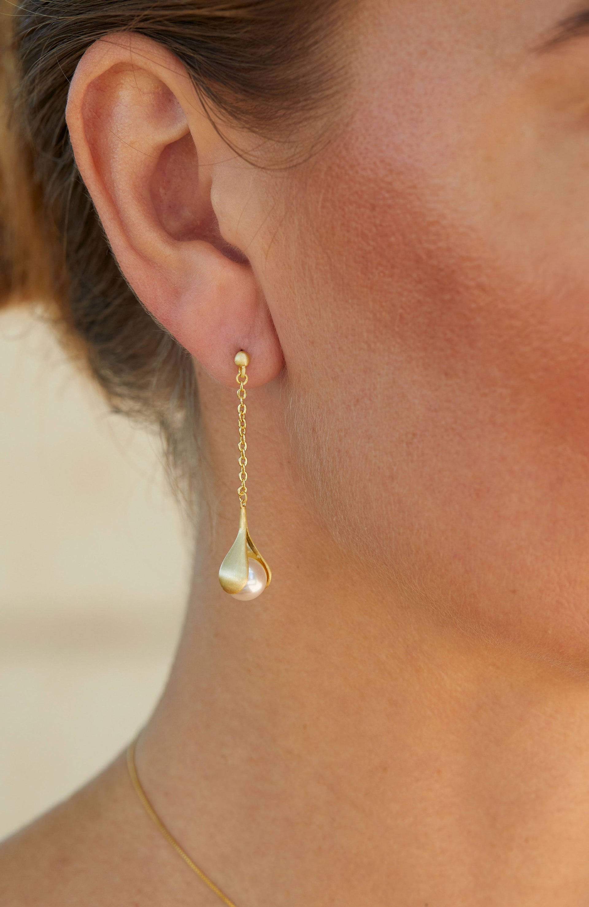 Vermeil Faux Pearl Drop