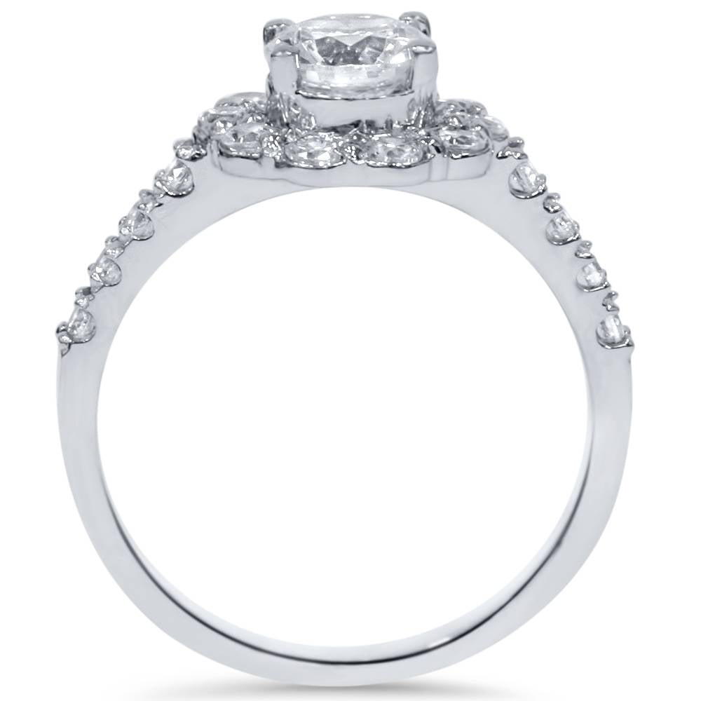 2 1/6ct Diamond Halo Engagement Ring 14K White Gold