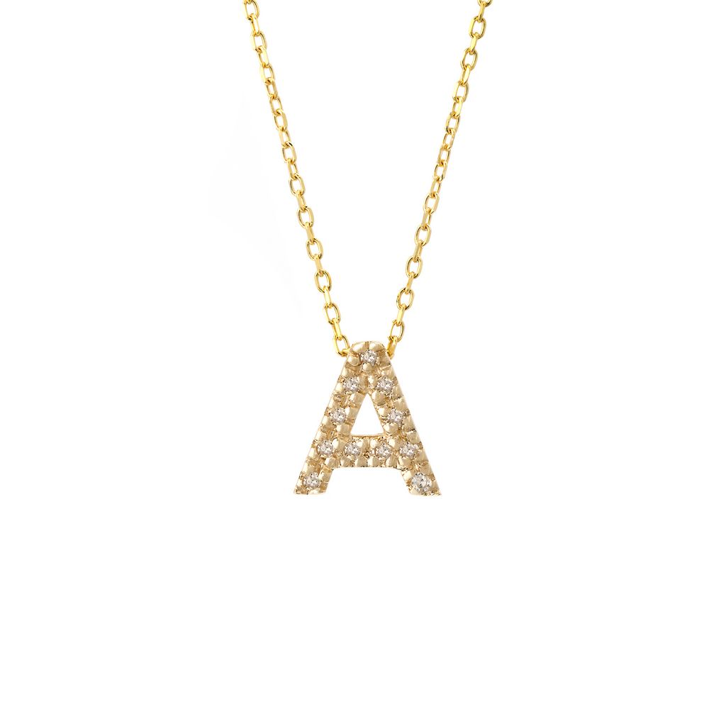 Gold Pave Diamond Initial Necklace
