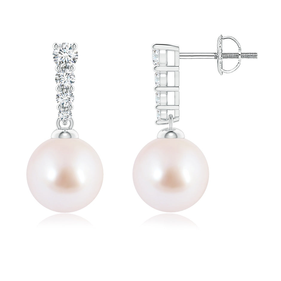 Akoya Pearl Earrings with Graduated Diamonds