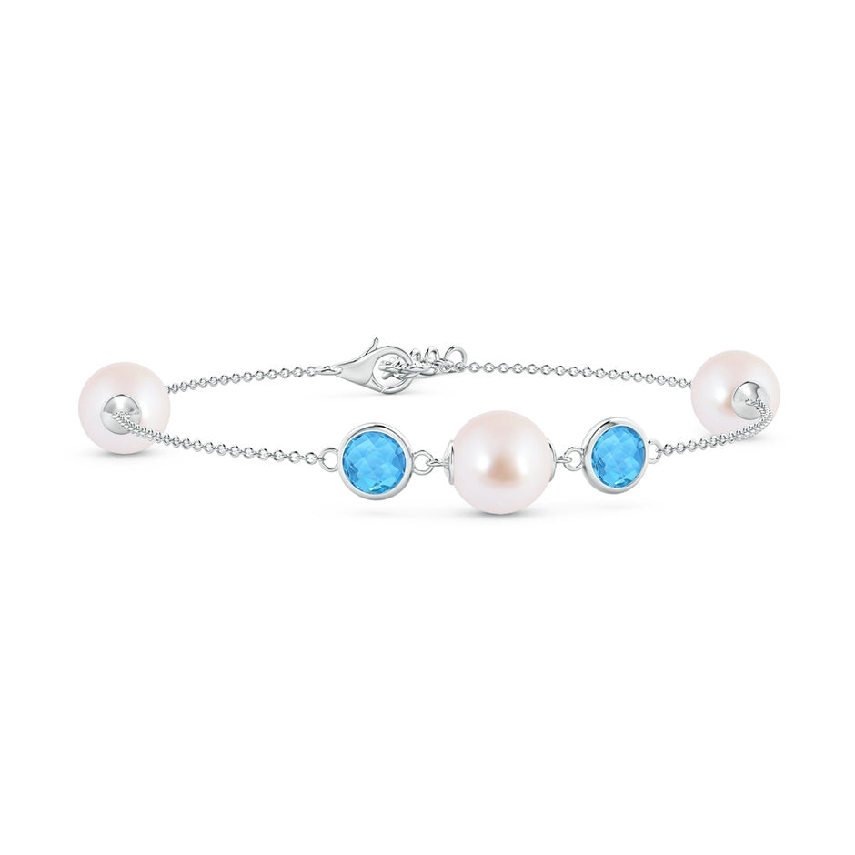 Japanese Akoya Pearl and Swiss Blue Topaz Bracelet