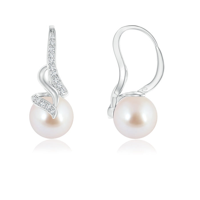 Japanese Akoya Pearl Swirl Leverback Earrings