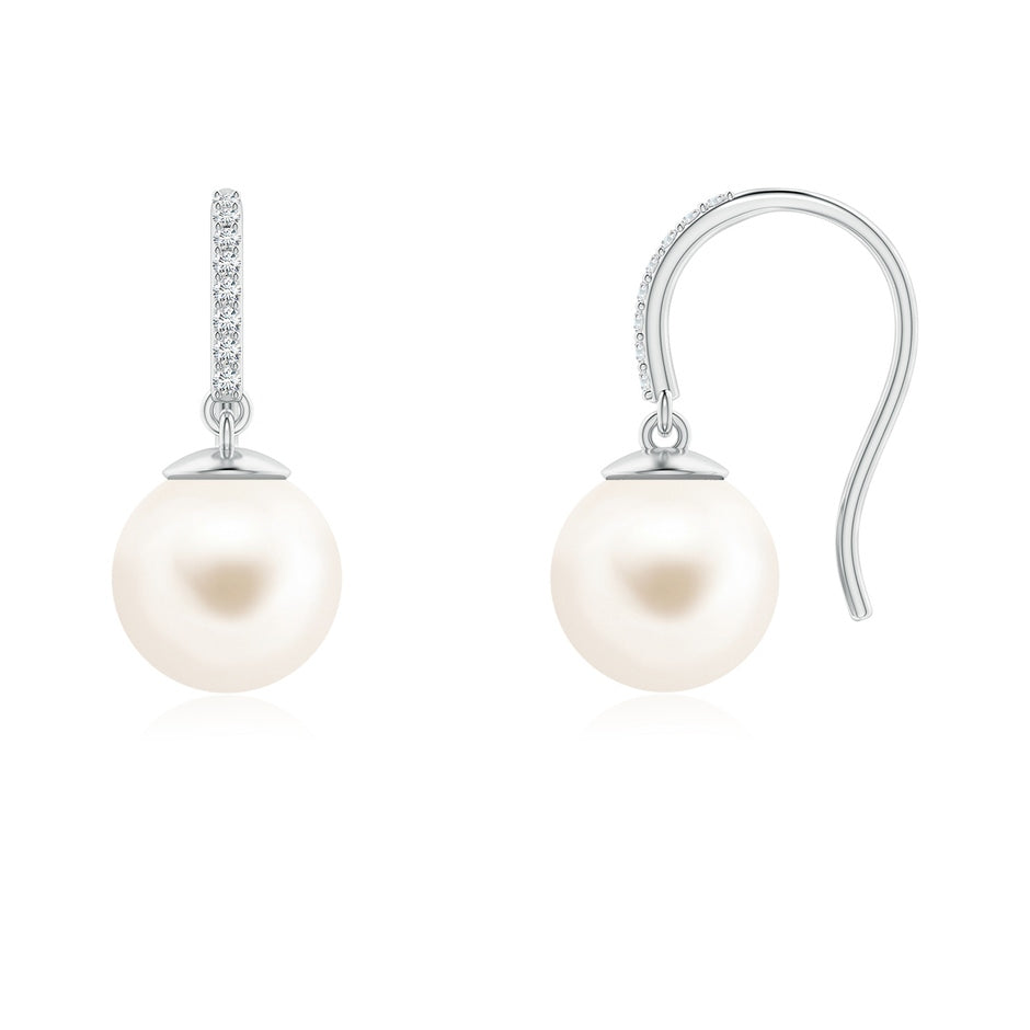 Classic Freshwater Pearl and Diamond Drop Earrings
