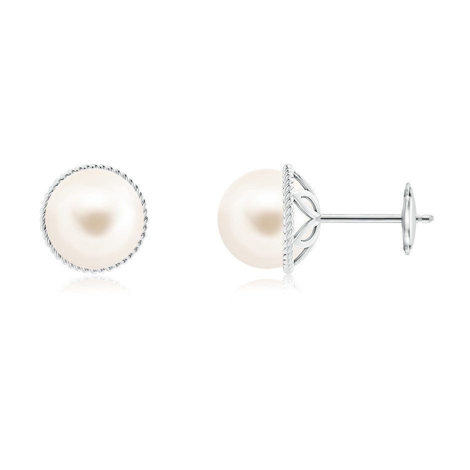 Freshwater Pearl Earrings with Twisted Rope Frame