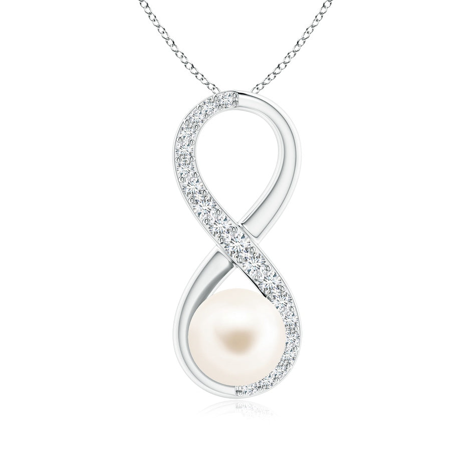Freshwater Pearl and Diamond Infinity Pendant