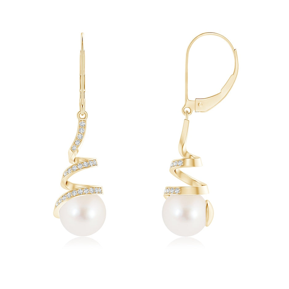 Freshwater Pearl Spiral Ribbon Drop Earrings