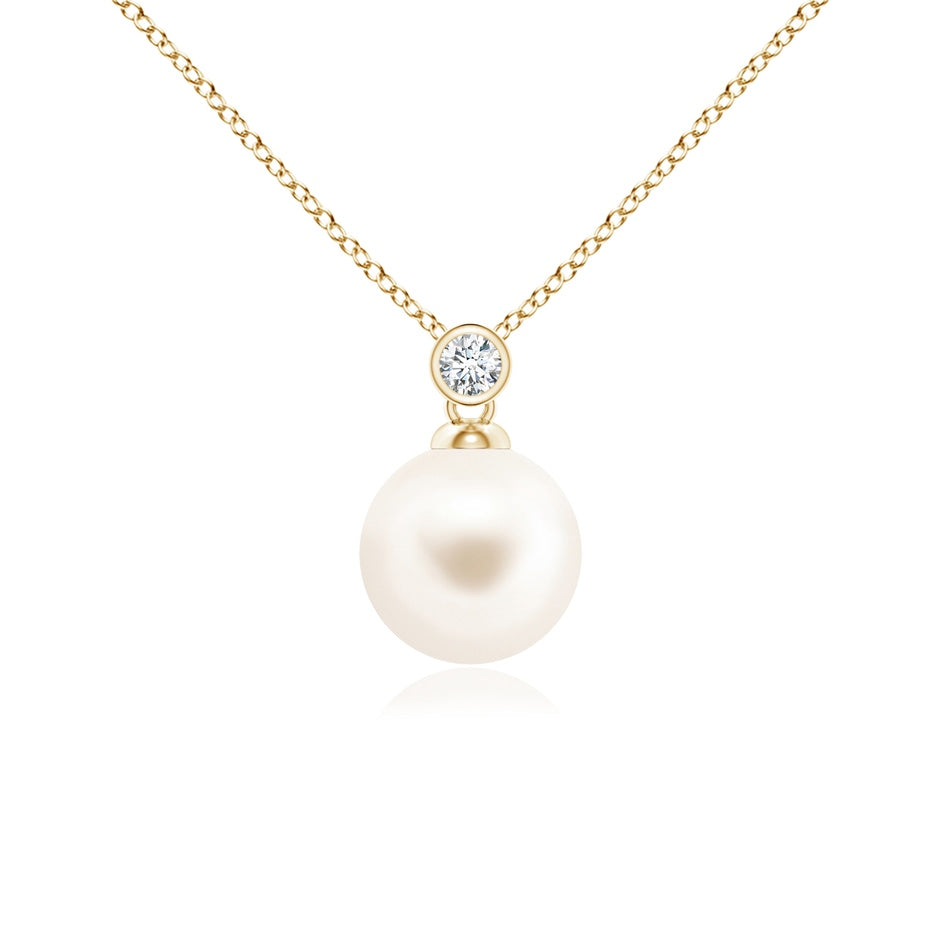 Freshwater Pearl Pendant with Bezel Diamond
