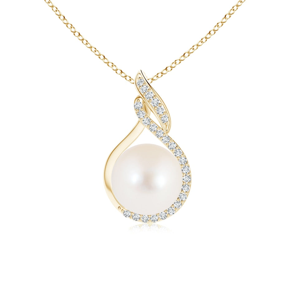 Freshwater Pearl Swirl Pendant with Diamonds