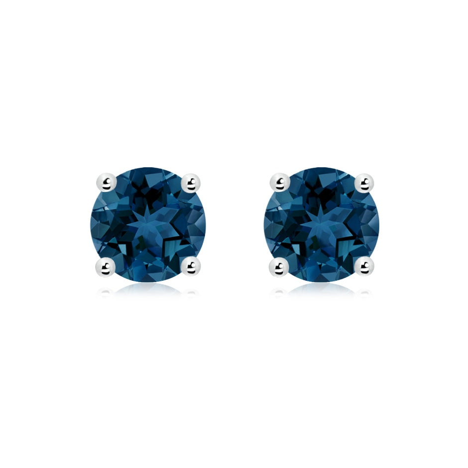 Basket-Set Round London Blue Topaz Studs