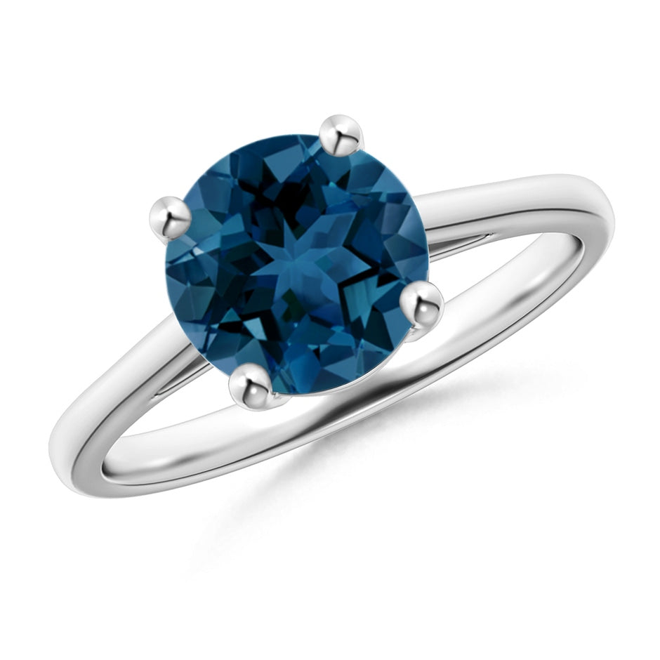 Classic Prong-Set Round London Blue Topaz Solitaire Ring