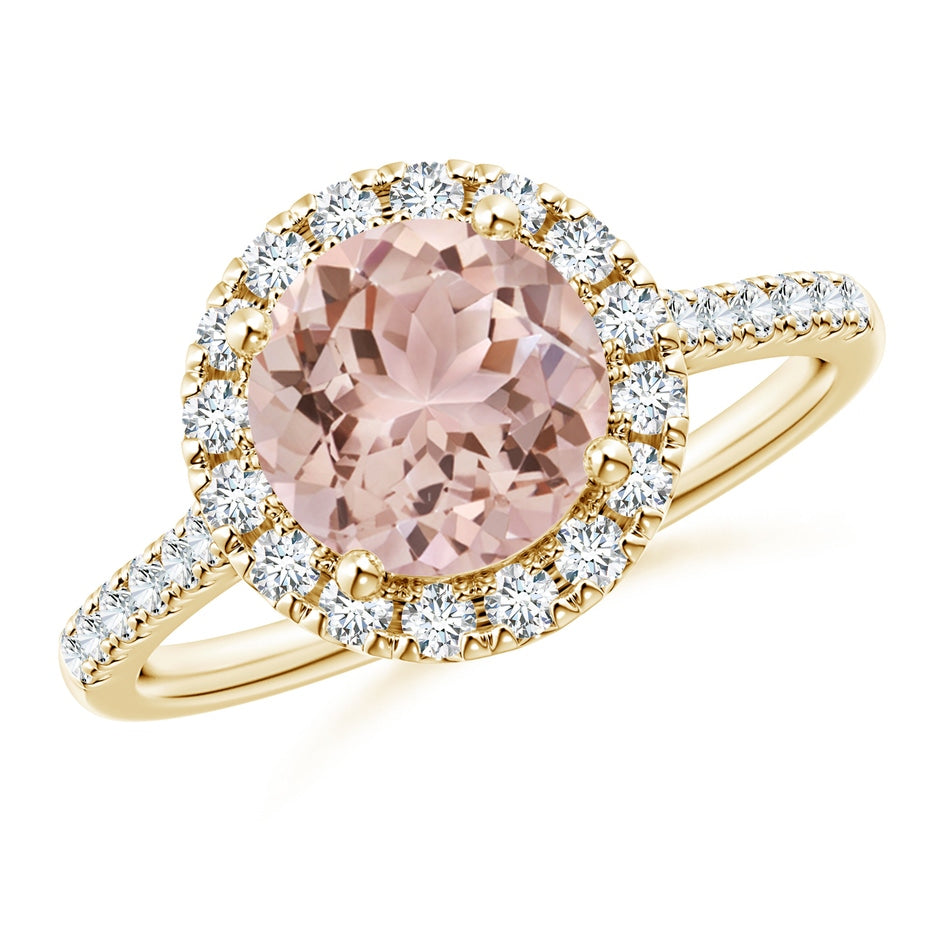Round Morganite Halo Ring with Diamond Accents