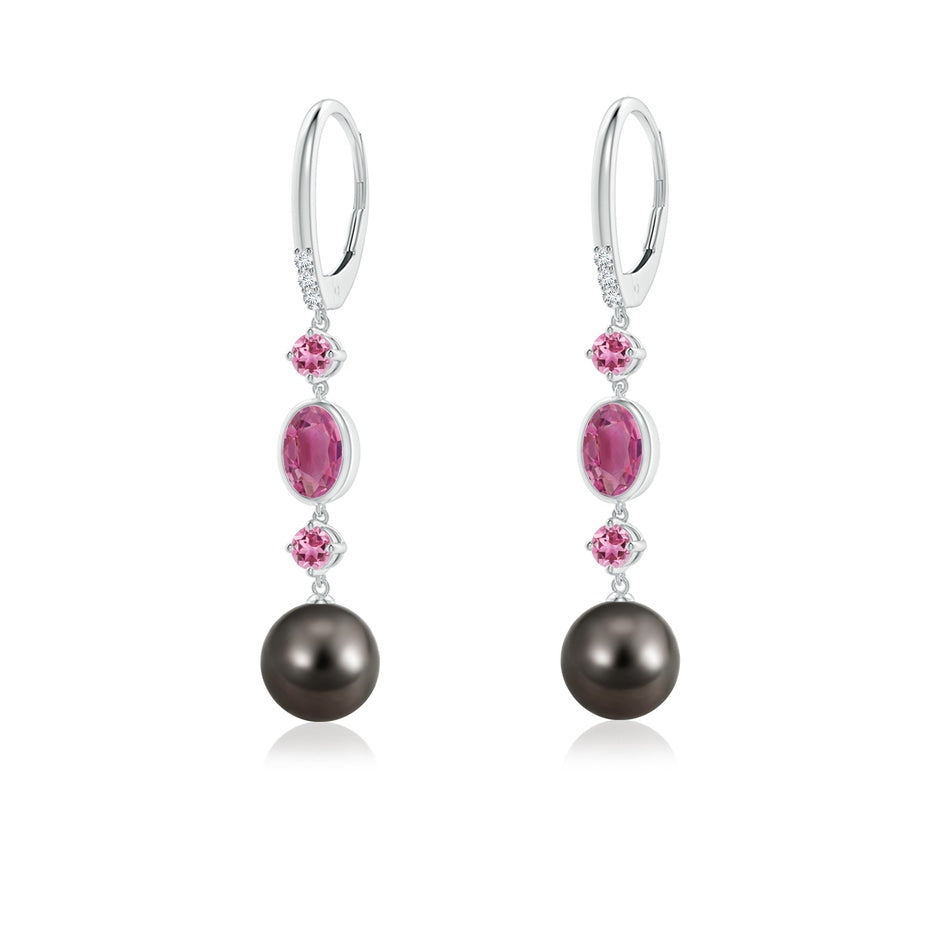 Tahitian Pearl Earrings with Pink Tourmalines