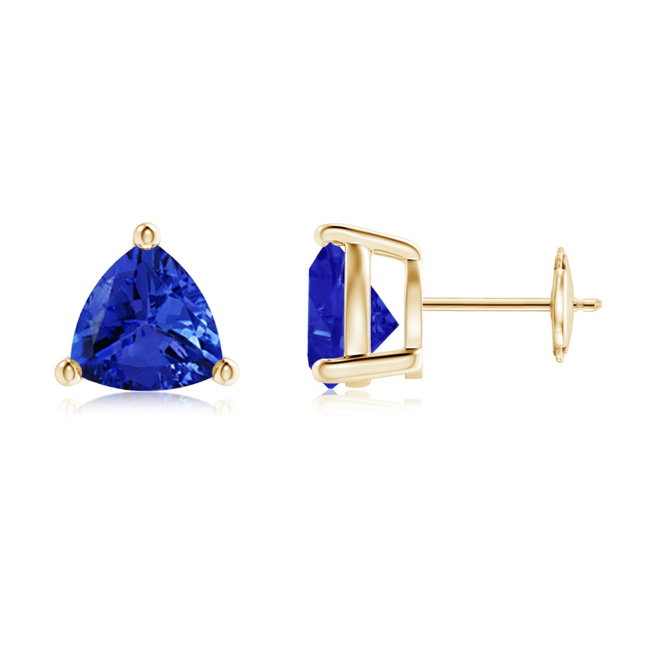 Basket-Set Trillion Tanzanite Stud Earrings