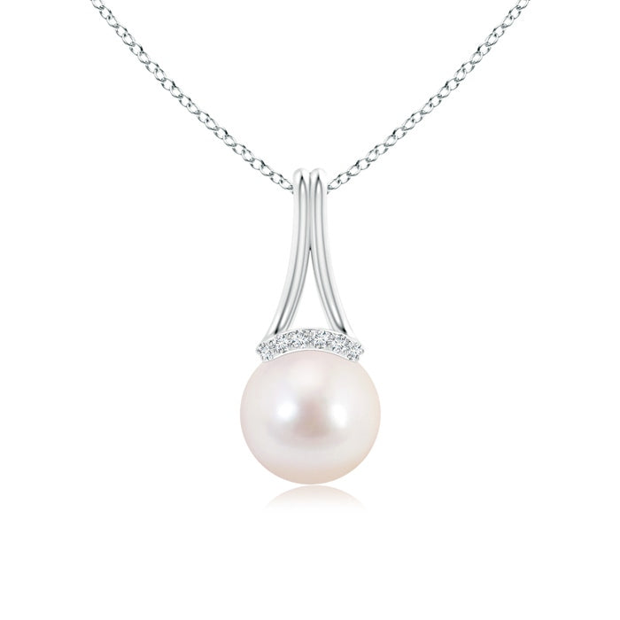 Japanese Akoya Pearl Long Inverted V-Bale Pendant